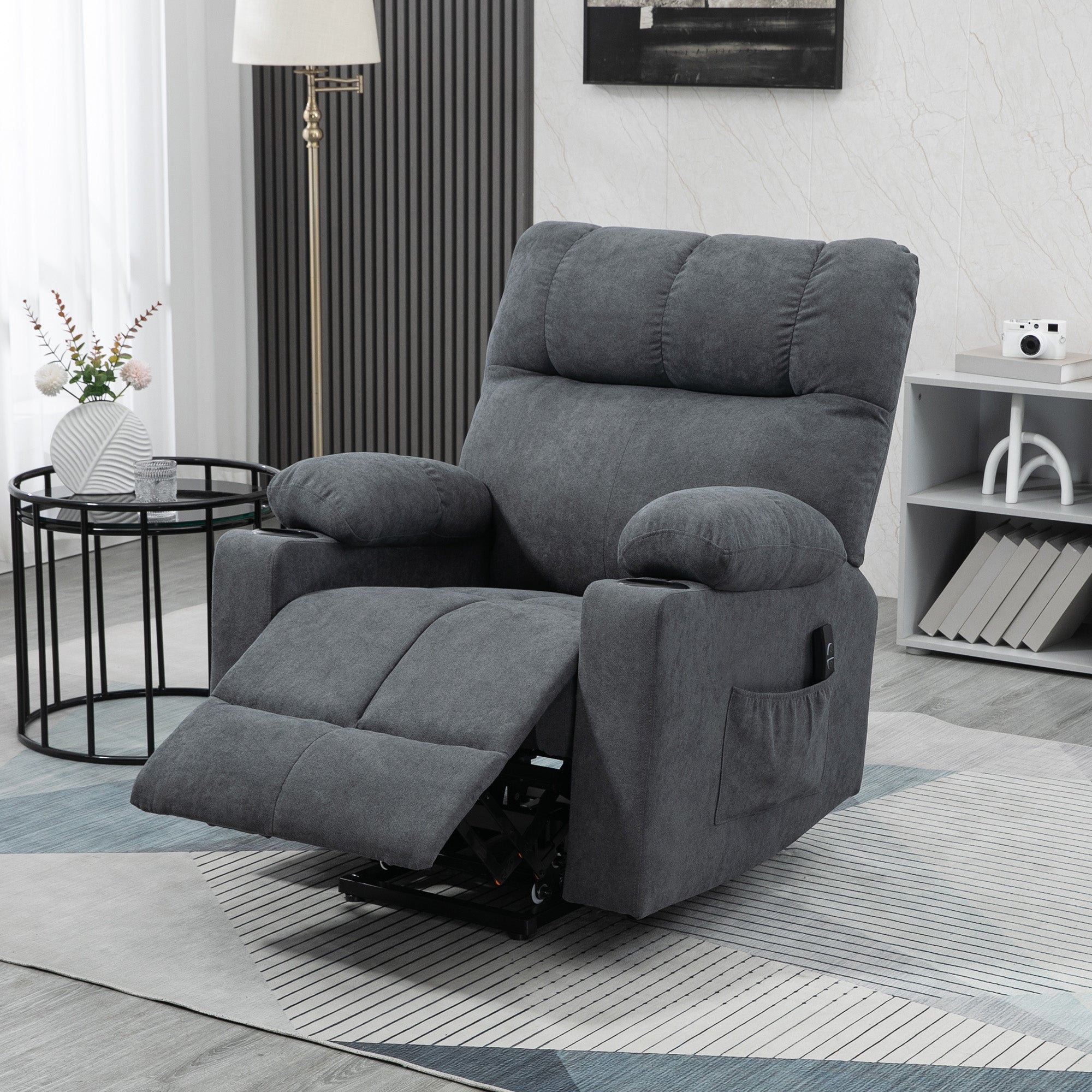 Electric Power Lift Chair Recliners, Oversized Recliner Chair w/ Remote Control, Dark Gray