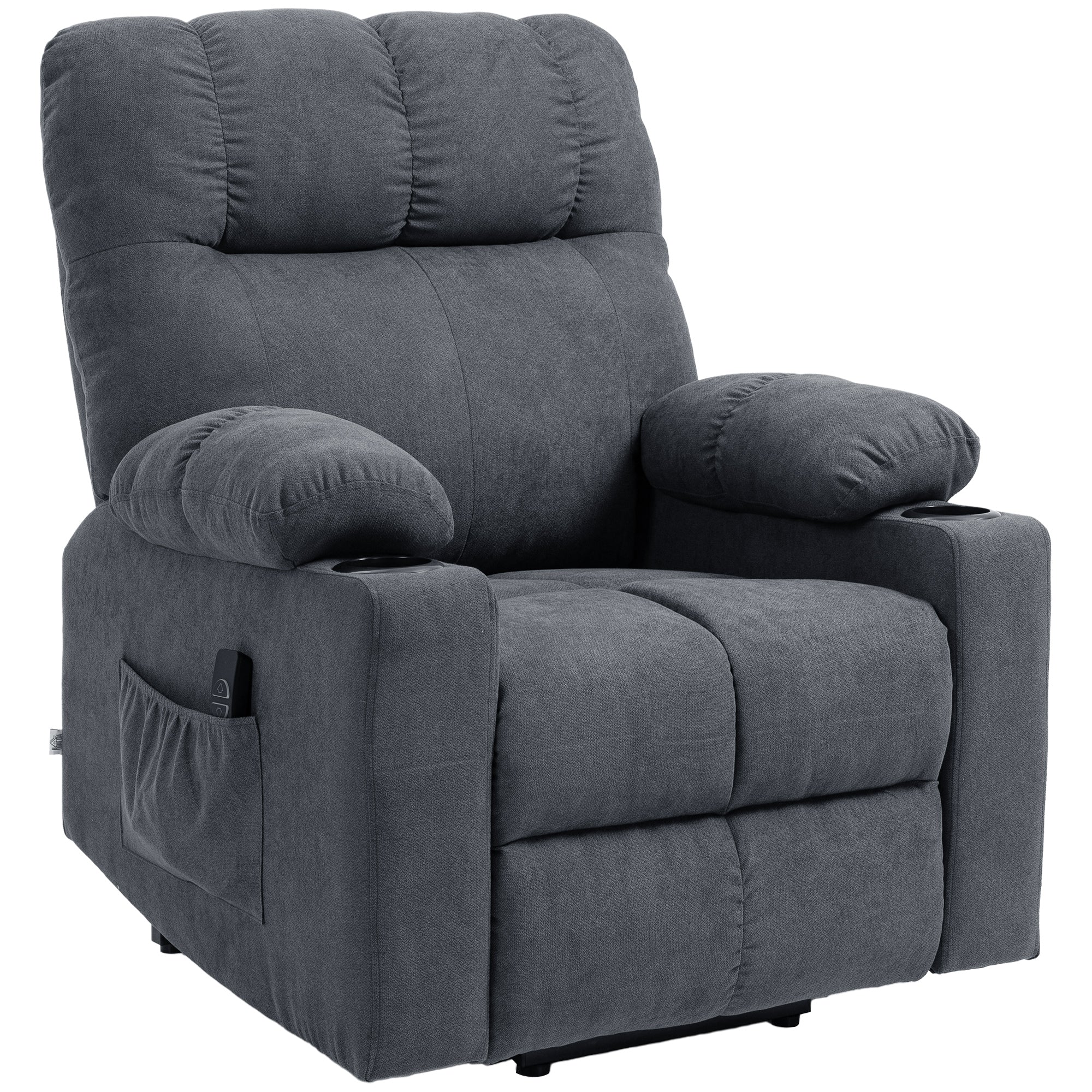 Electric Power Lift Chair Recliners, Oversized Recliner Chair w/ Remote Control, Dark Gray