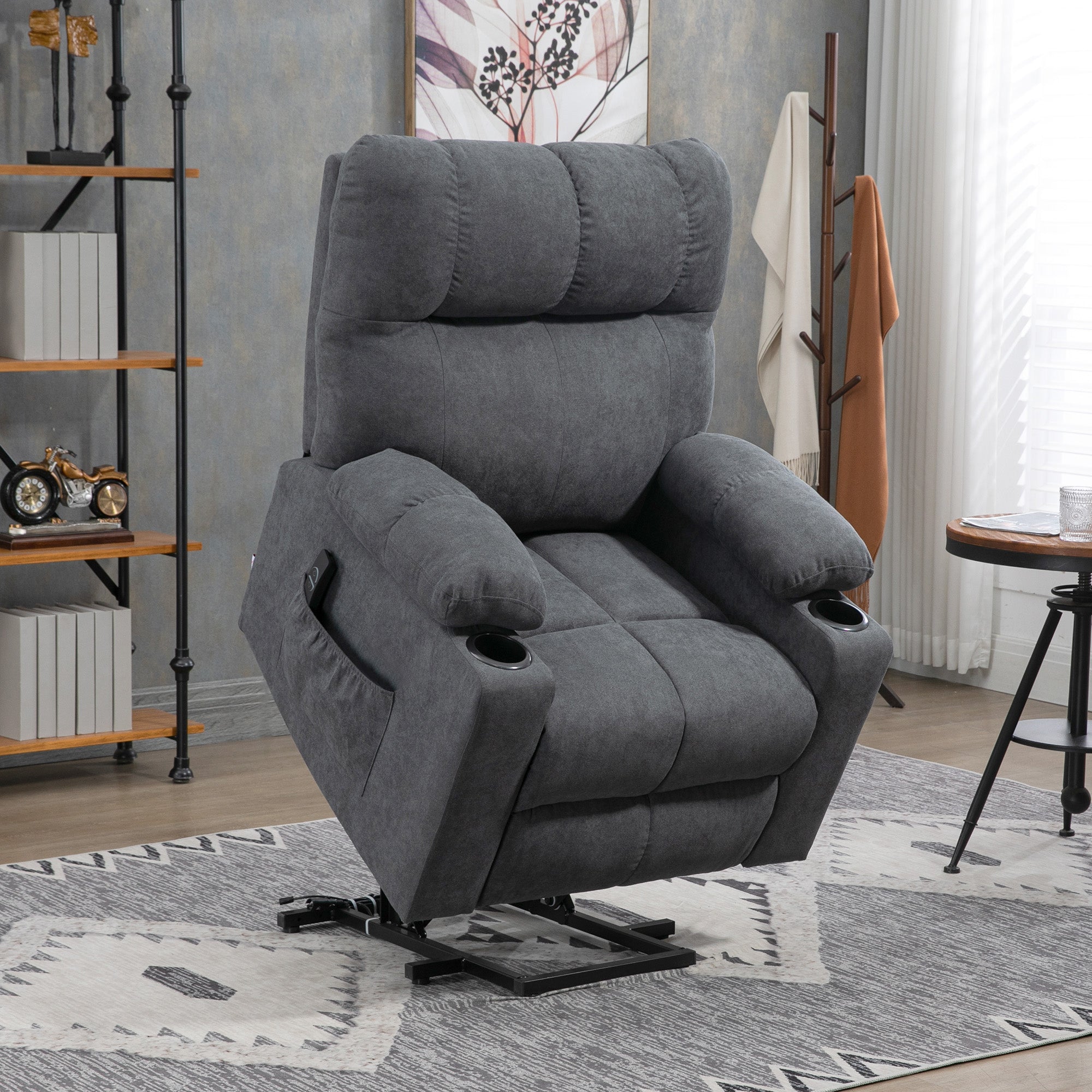 Electric Power Lift Chair Recliners, Oversized Recliner Chair w/ Remote Control, Dark Gray