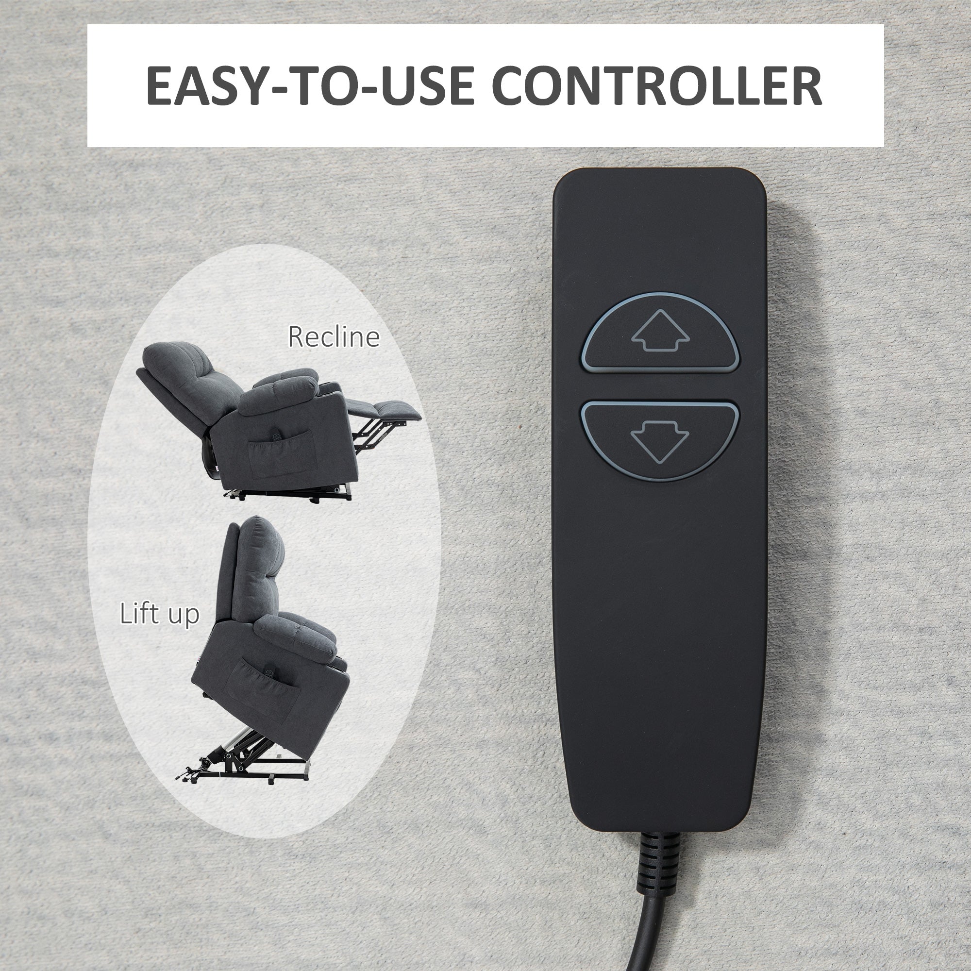 Electric Power Lift Chair Recliners, Oversized Recliner Chair w/ Remote Control, Dark Gray