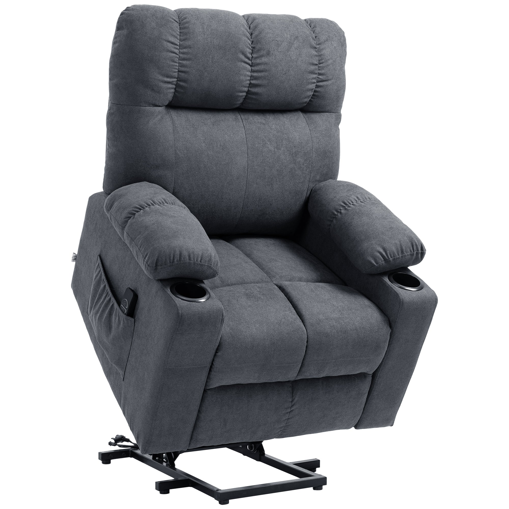 Electric Power Lift Chair Recliners, Oversized Recliner Chair w/ Remote Control, Dark Gray
