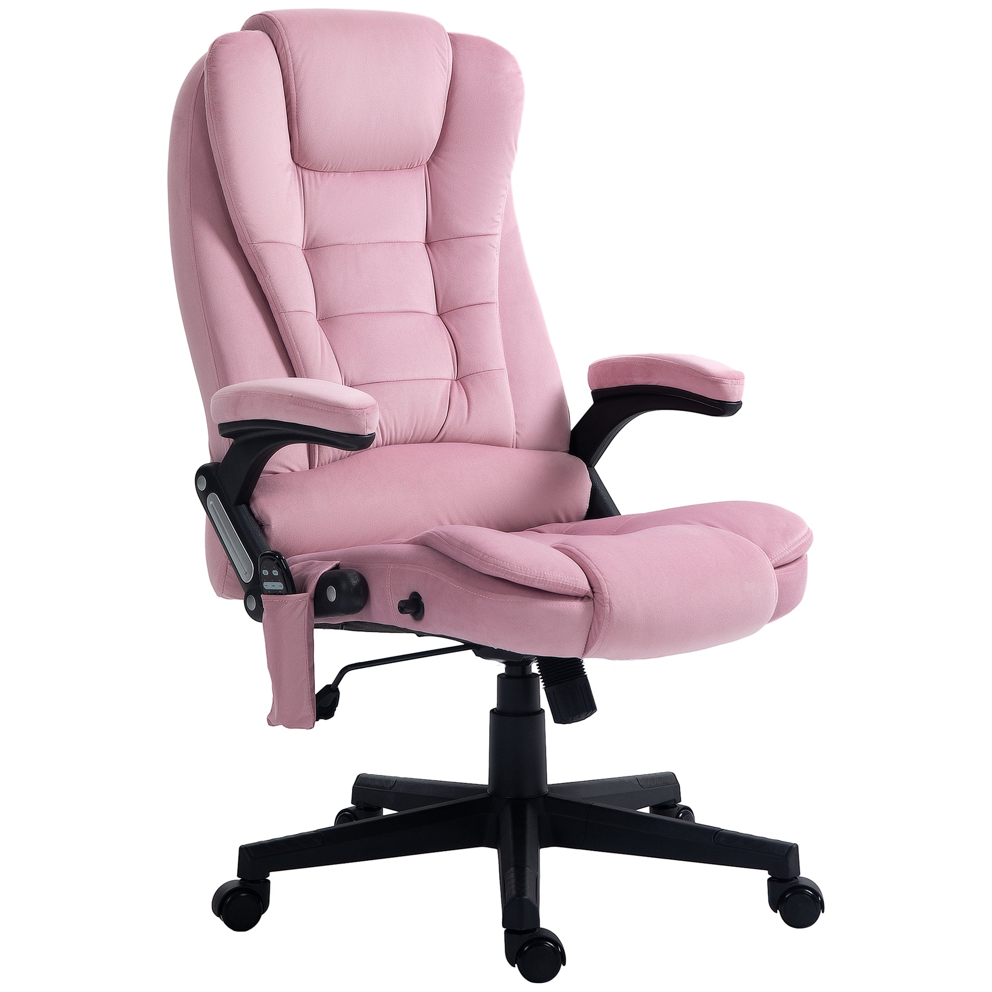 Vinsetto 6 Point Vibrating Massage Home Office Chair High Back Executive Chair with Reclining Back, Swivel Wheels, Pink