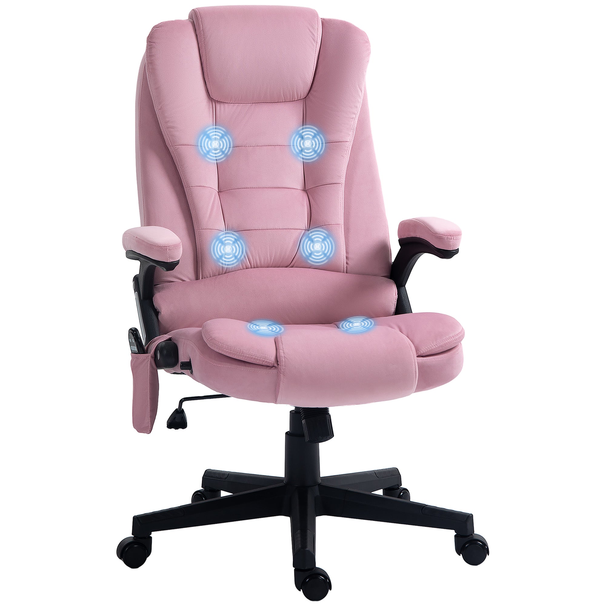 Vinsetto 6 Point Vibrating Massage Home Office Chair High Back Executive Chair with Reclining Back, Swivel Wheels, Pink