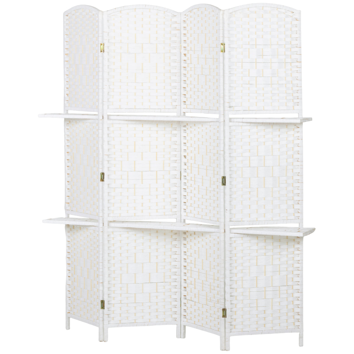 4 Panel Folding Room Divider, Freestanding Privacy Screen for Living Room, Bedroom and Office, 160 x 170cm, White