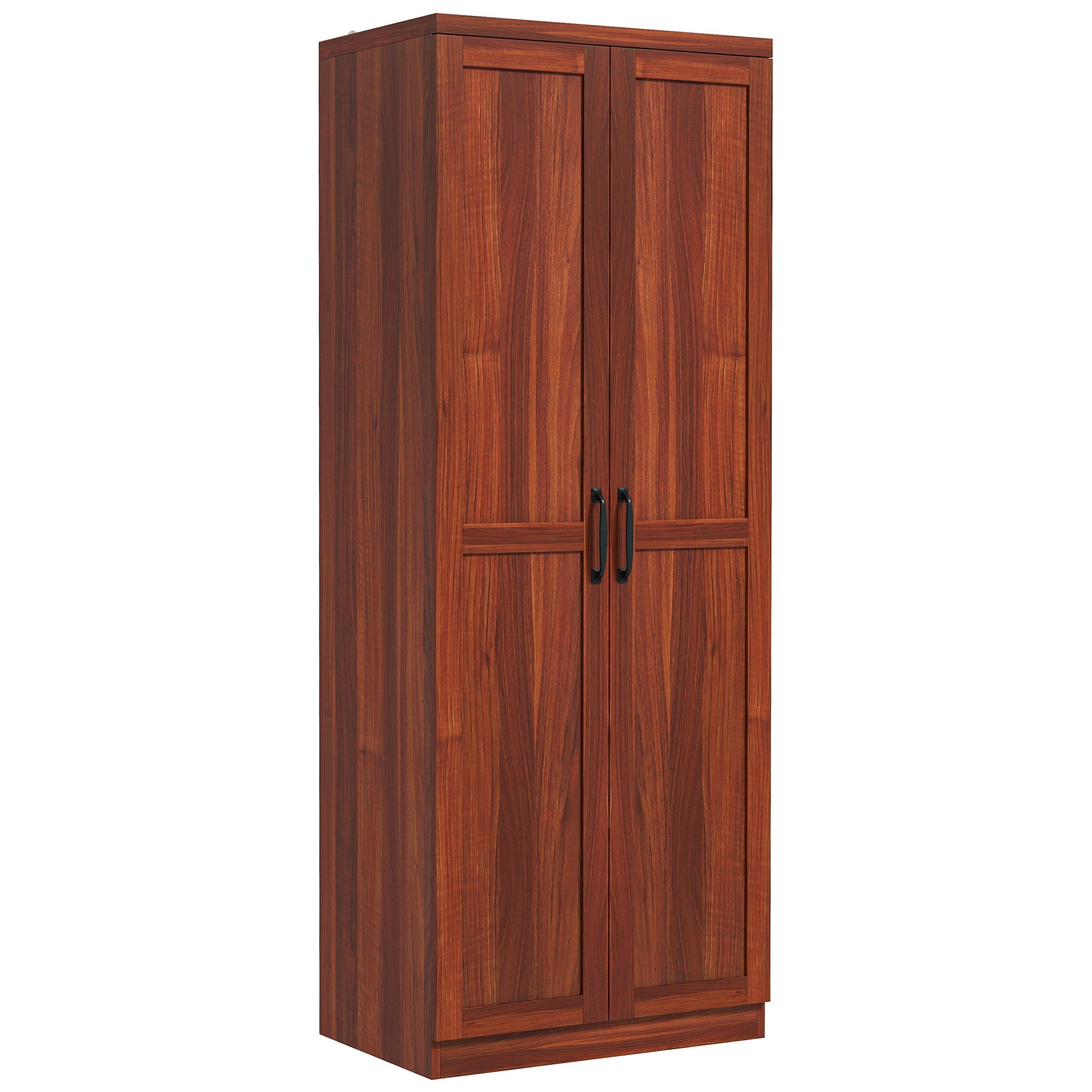 63" 2-Door Kitchen Pantry with 5-tier Shelving and 2 Adjustable Shelves, Tan