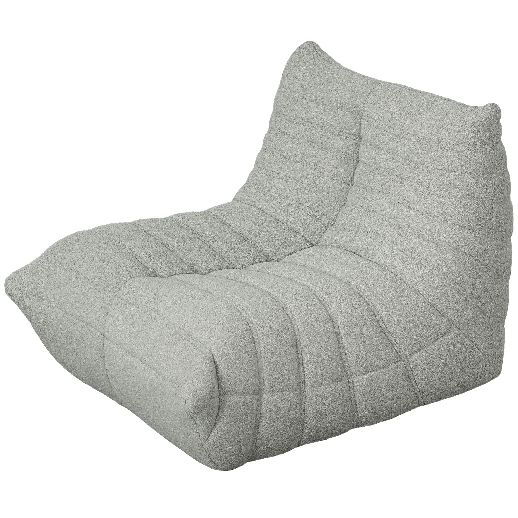 HOMCOM Bean Bag Chair for Adults, Giant Fireside Chair Lazy Sofa, Bean Bag Sofa with High Density Comfortable Foam for Living Room, Bedroom, Light Gray