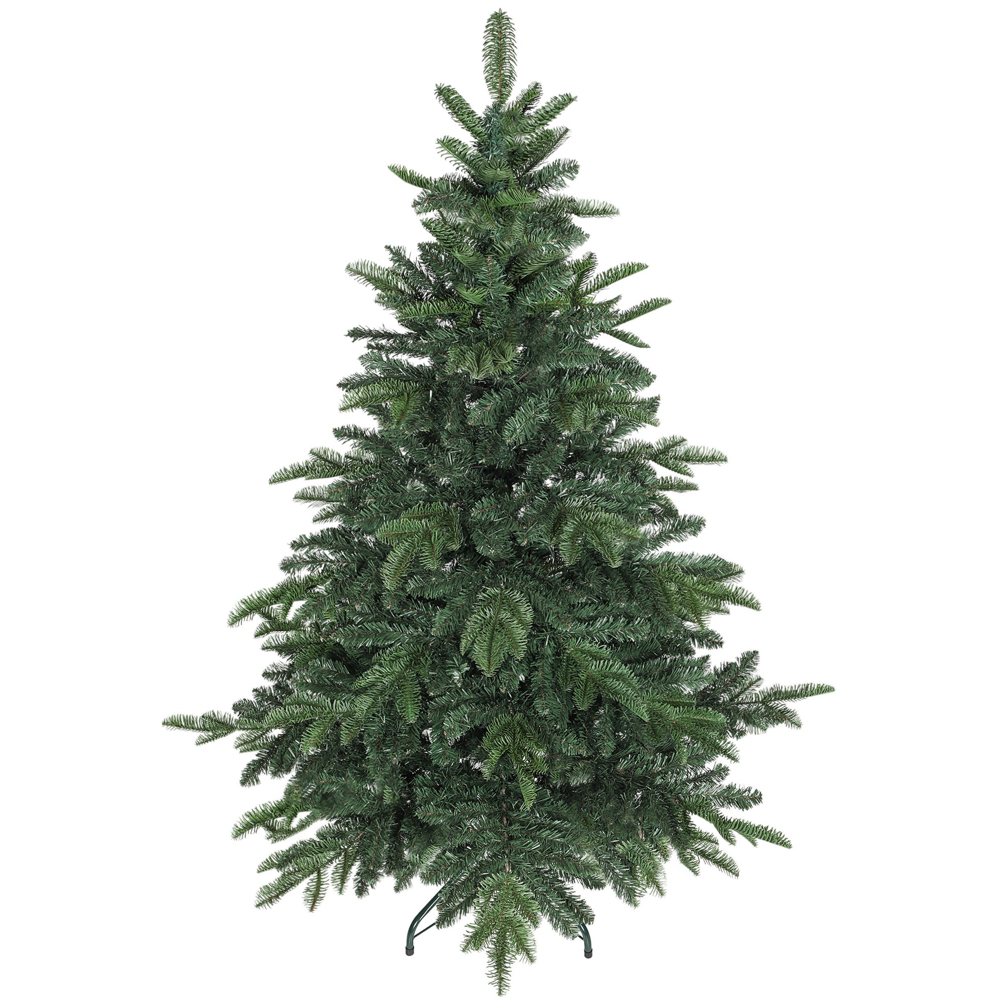 5ft Artificial Christmas Tree with Realistic Tips, Wide Shape, Hinged Xmas Tree with Foldable Metal Stand for Home Decoration, Flame-Retardant, Easy Assembly, Green