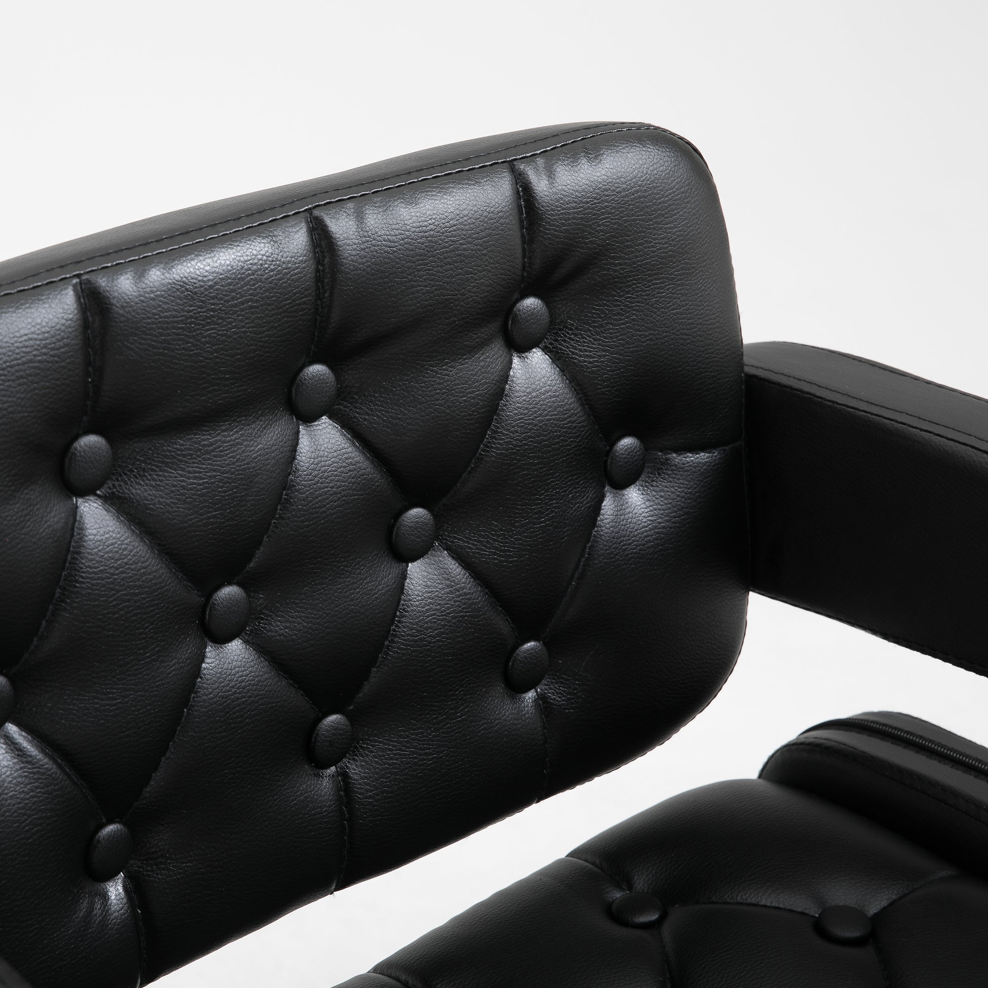 HOMCOM Swivel Bar Stool with Extra Large Seat, PU Leather Upholstered Adjustable Barstool with Back, Arm and Footrest, Breakfast Bar Chair for Bistro, Kitchen, Black