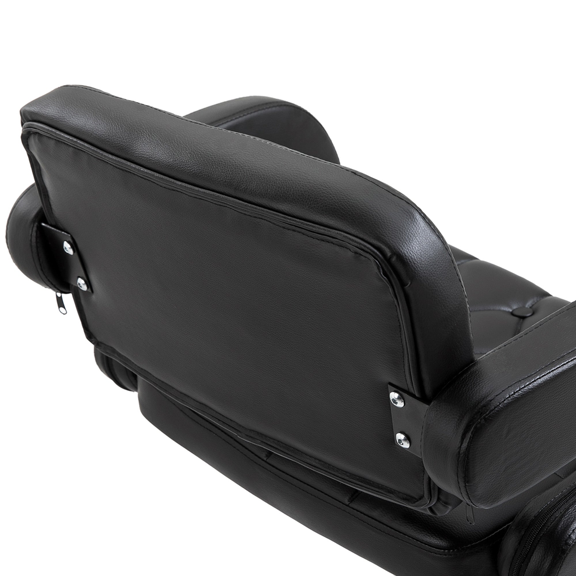 HOMCOM Swivel Bar Stool with Extra Large Seat, PU Leather Upholstered Adjustable Barstool with Back, Arm and Footrest, Breakfast Bar Chair for Bistro, Kitchen, Black