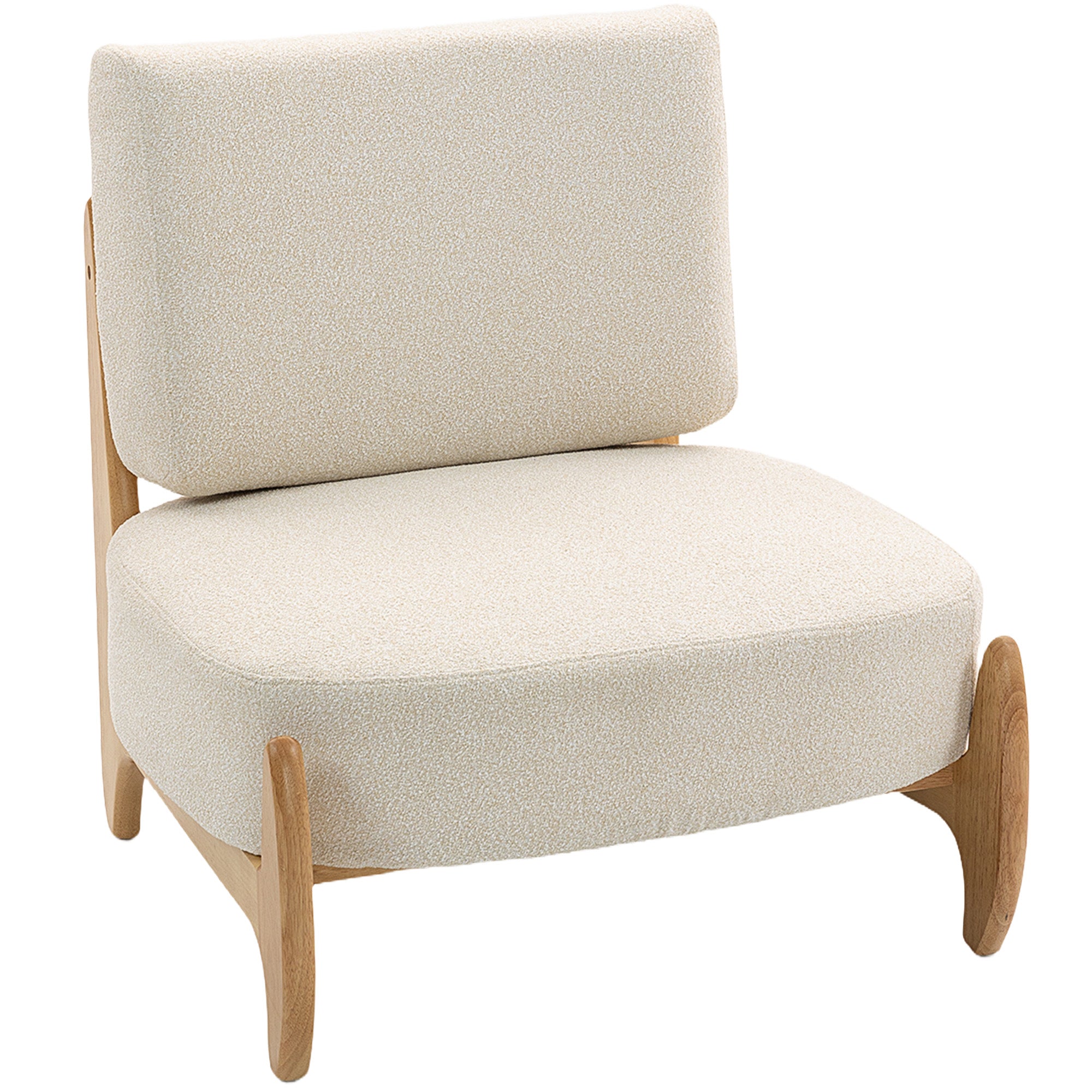 Ultra-Wide Accent Chair with Rubber Wood Frame, Modern Chenille Upholstered Bedroom Chair with Thick Cushion, High-Density Foam for Living Room, Cream White
