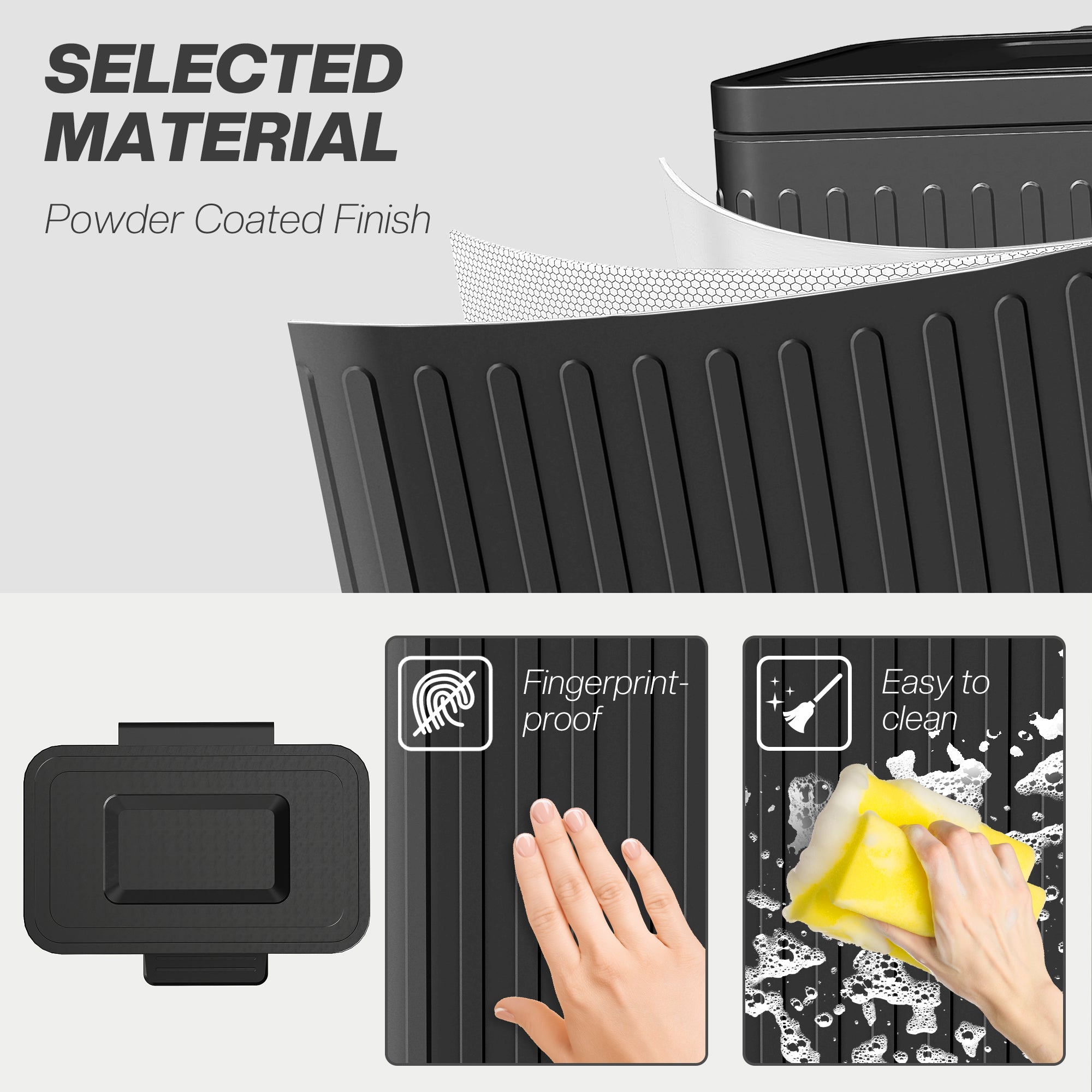 Trash Can, 2 x 5.3 Gallon (2 x 20 L) Garbage Can with Soft-Close Lid, Foot Pedal, Removable Inner Buckets, Fingerprint-Proof, Garbage Bin for Kitchen Home Office, Black