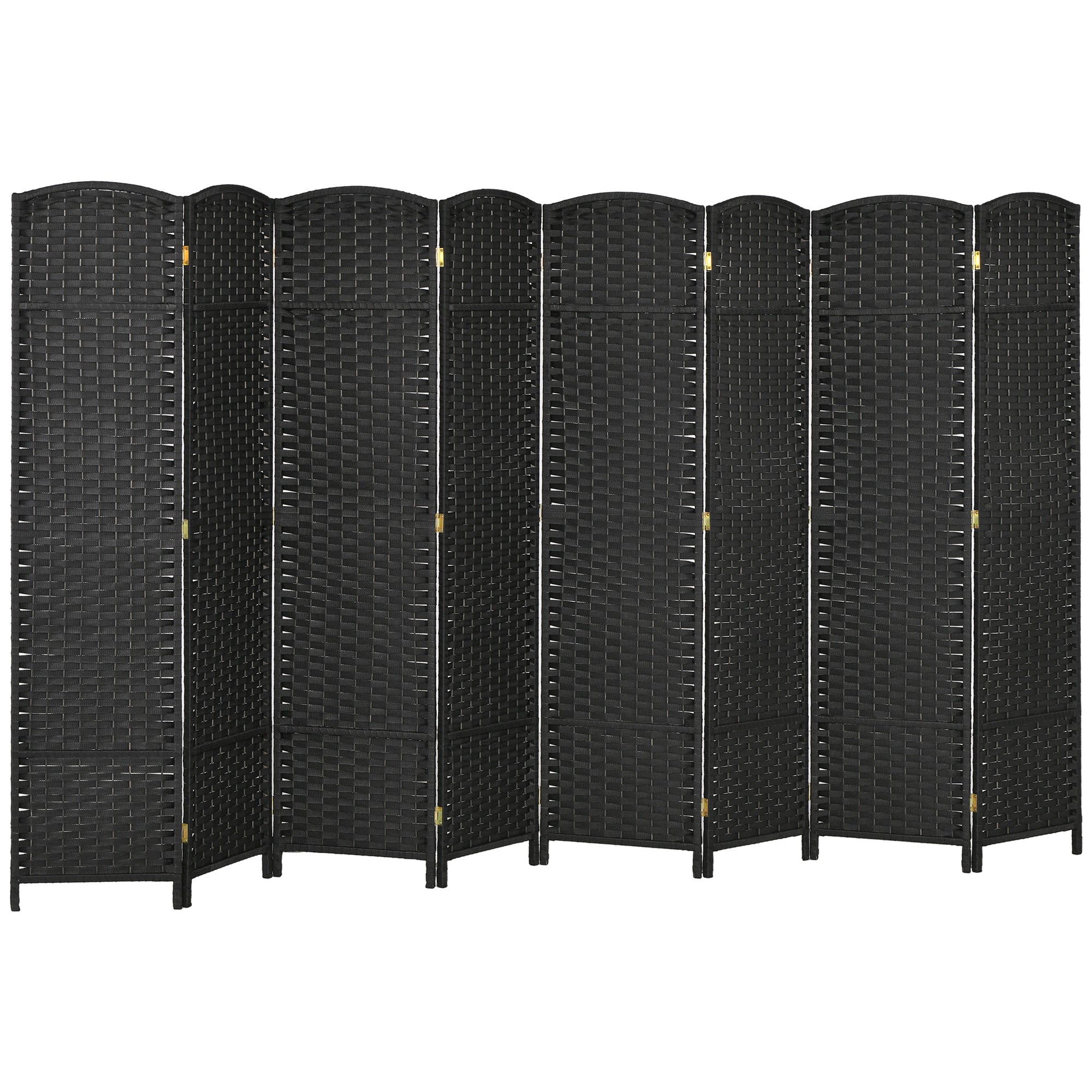 8 Panel 5.6' Tall Privacy Screen Freestanding Room Divider, Black