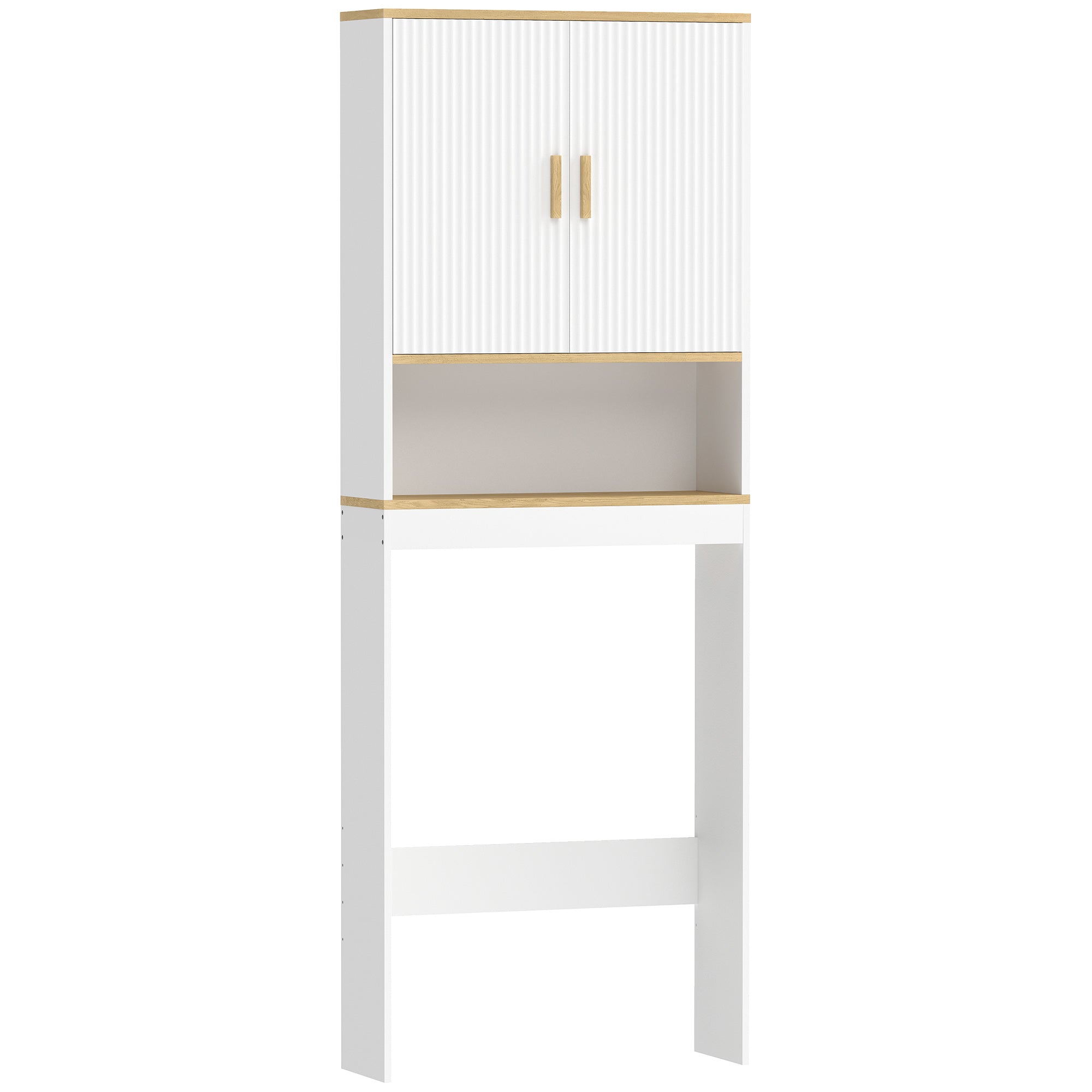 Over the Toilet Storage Shelf, 3-Tier over Toilet Bathroom Organizer Space Saver with Adjustable Shelf, Freestanding for Bathroom, Laundry, White and Oak