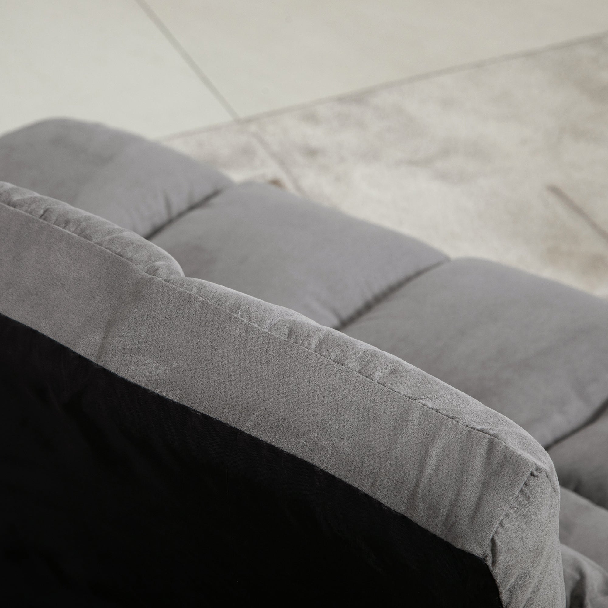 Convertible Recliner Floor Sofa with Adjustable Backrest and Headrest, Dark Gray