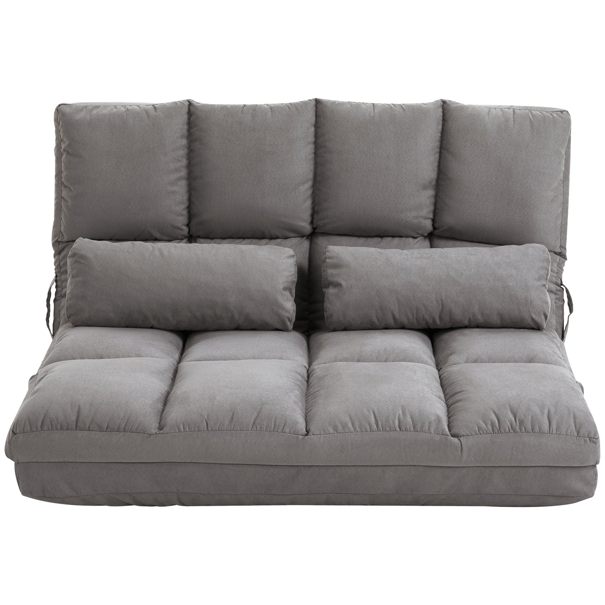 Convertible Recliner Floor Sofa with Adjustable Backrest and Headrest, Dark Gray