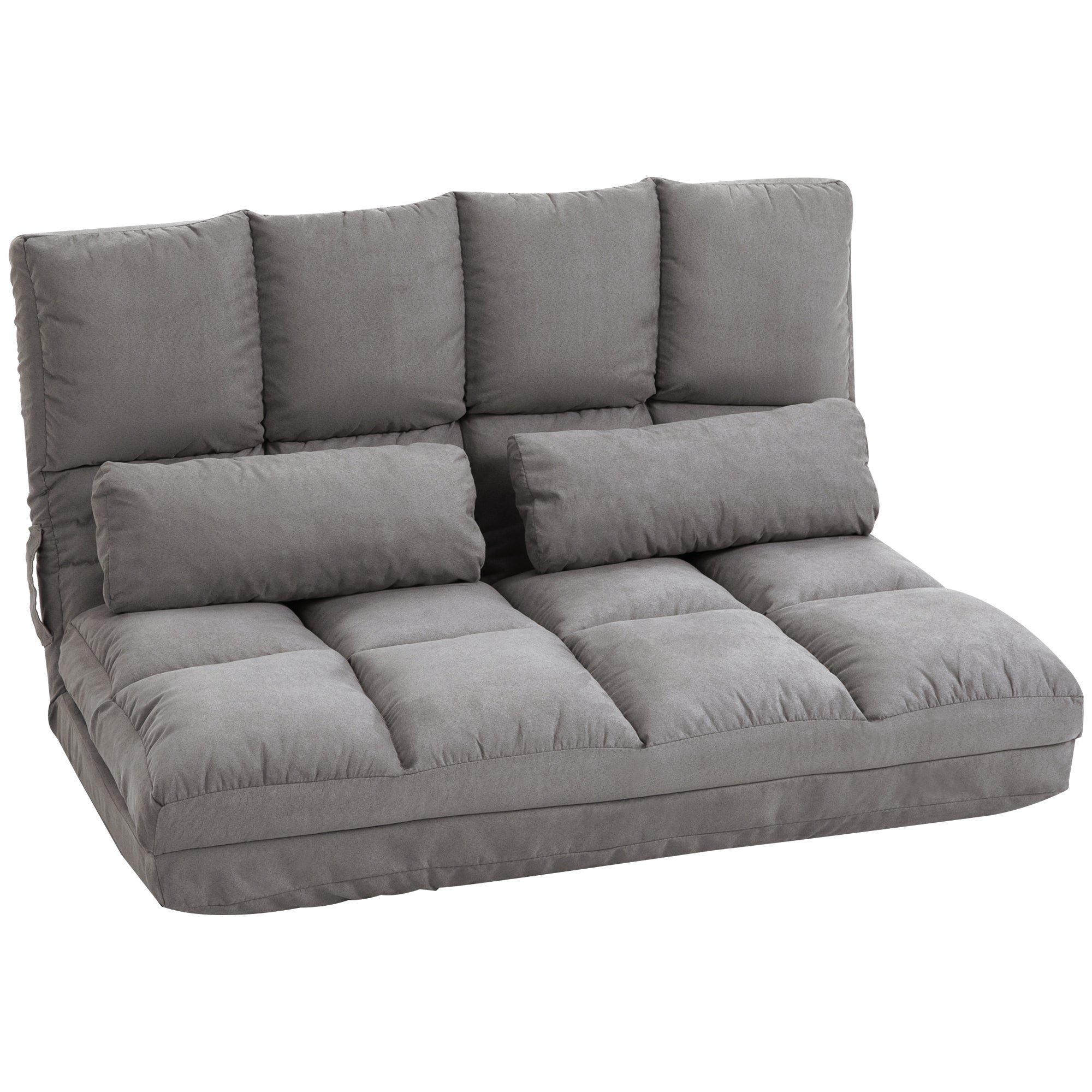 Convertible Recliner Floor Sofa with Adjustable Backrest and Headrest, Dark Gray