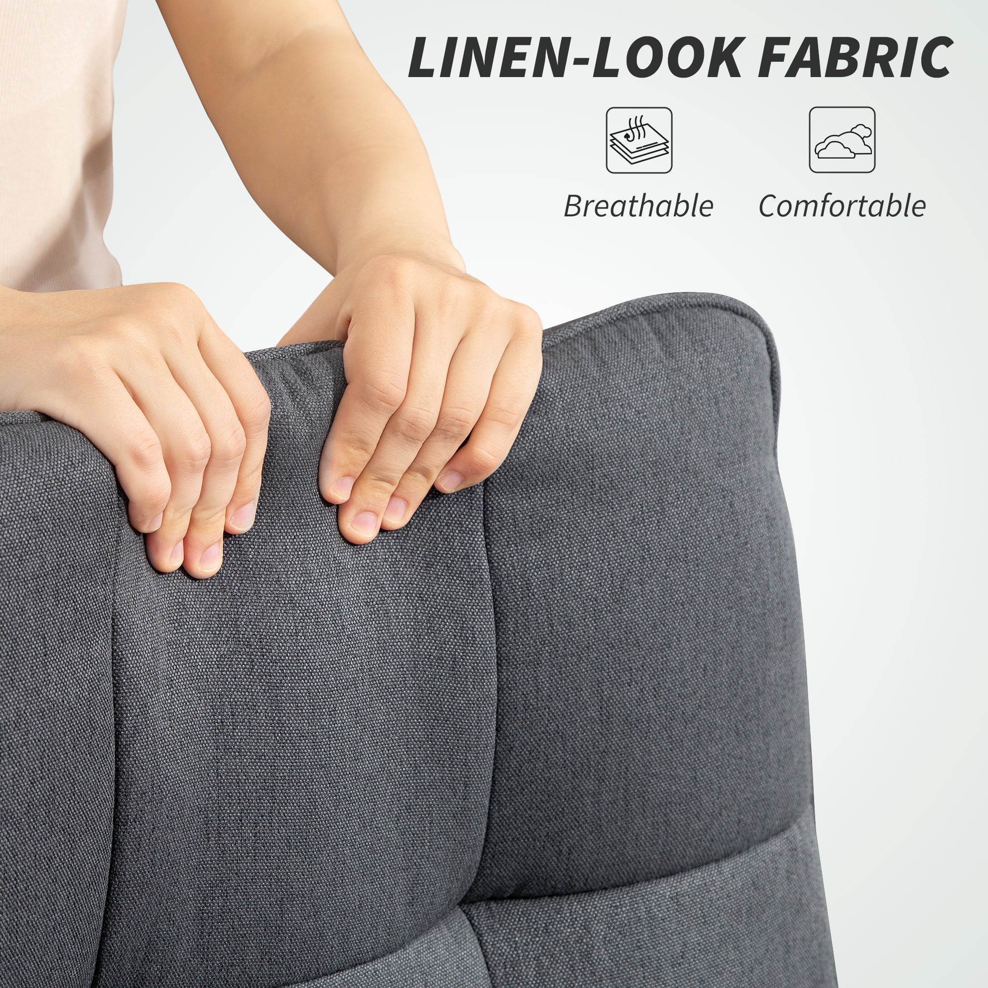 Executive Office Chair, Fabric Computer Desk Chair with Dual-Layer Padding, High Back, Silent Swivel Wheels, Armrest, Height Adjustable, Tilt Function for Home, Charcoal Grey