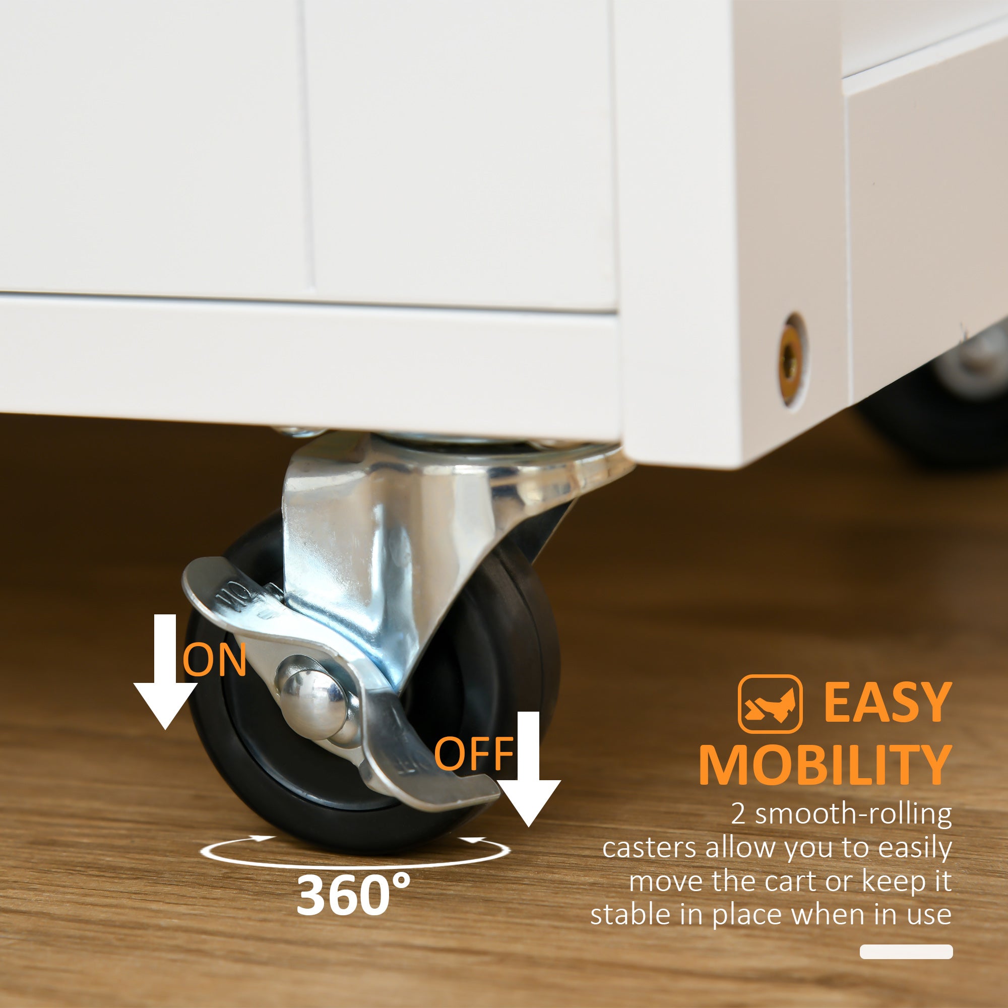 HOMCOM Kitchen Island on Wheels, Rolling Kitchen Cart with Drawer, 9-Bottle Wine Rack, Storage Cabinets, Wooden Countertop (White)