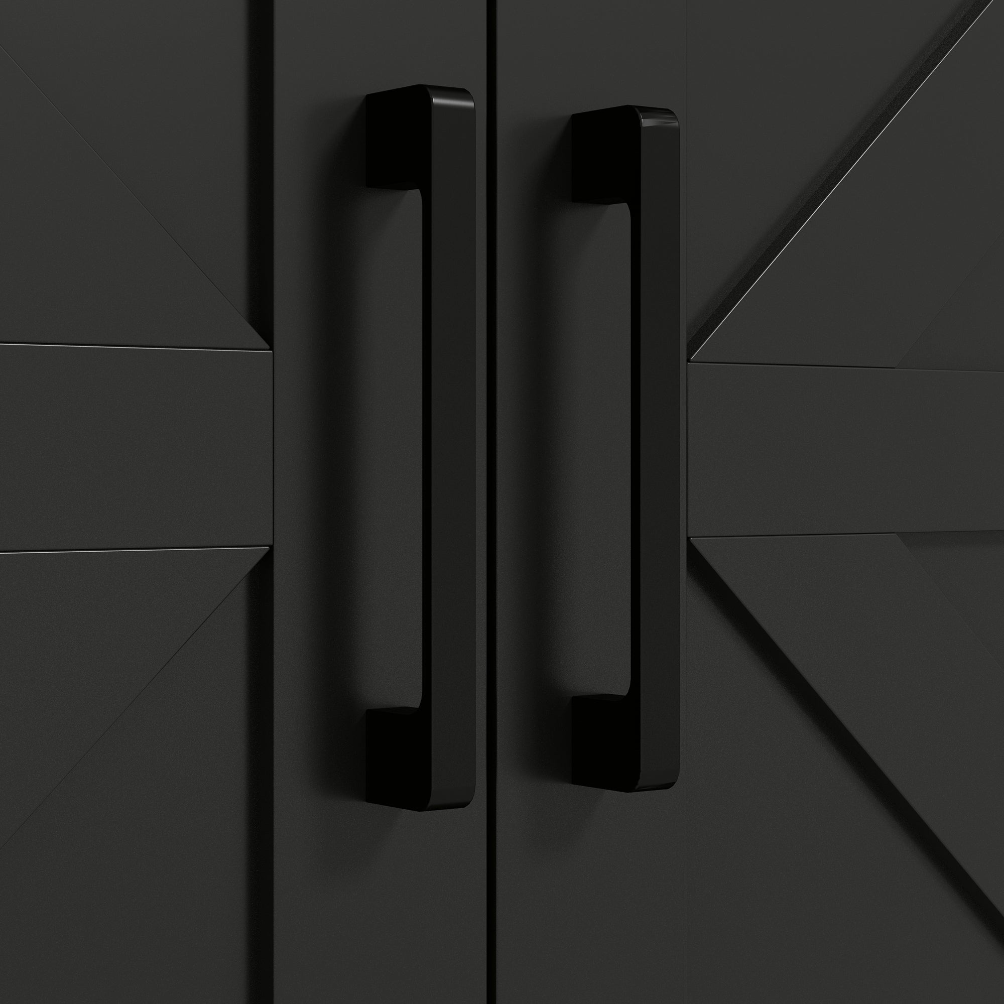 HOMCOM Kitchen Pantry Storage Cabinet, 68" Freestanding Hutch Cabinet with Microwave Oven Countertop, Farmhouse Doors, Black