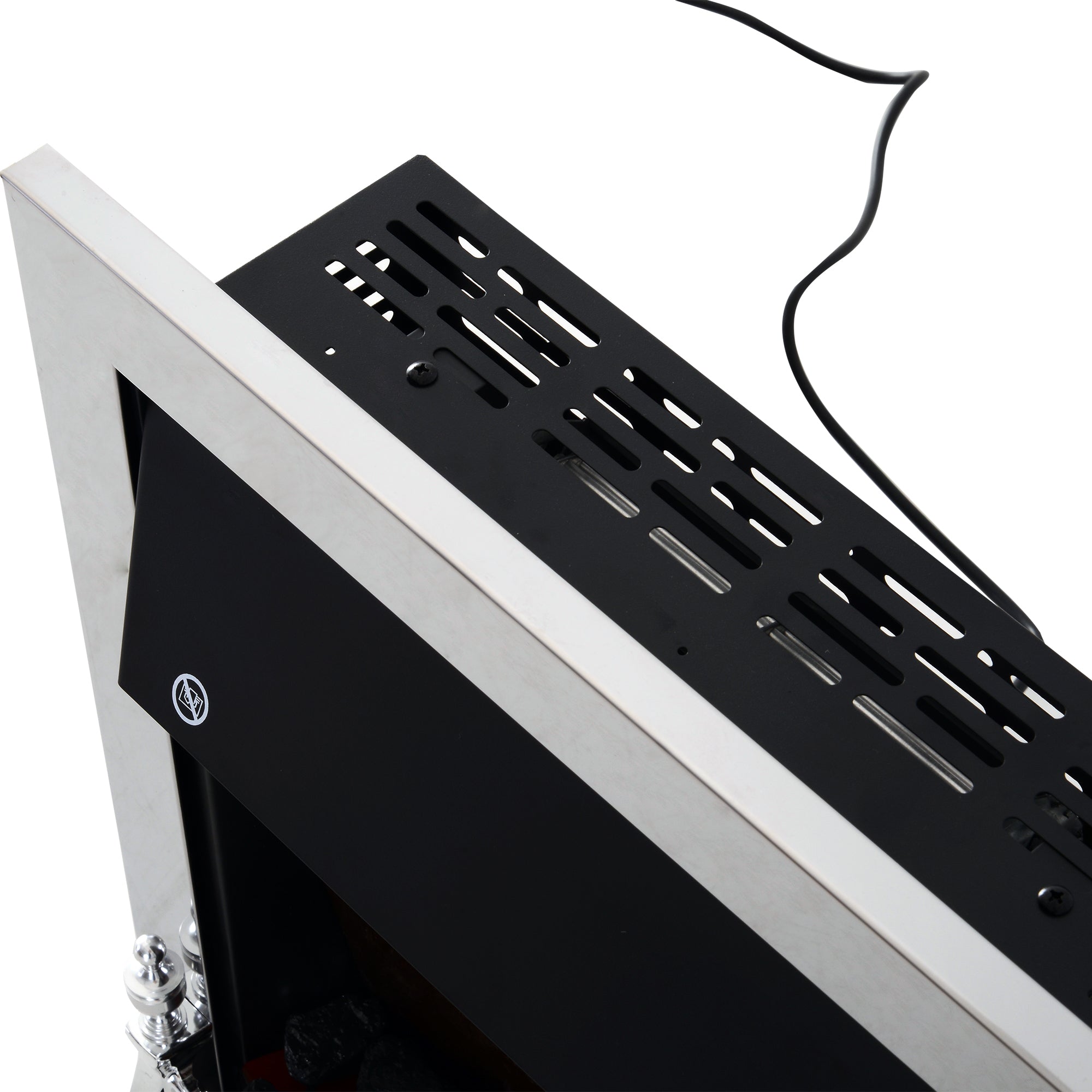 Contemporary Electric Fireplace Coal Burning Flame Effect Inset Fire Place Space Heater Glass View LED Lighting with Remote Control, 1000W/2000W, Silver