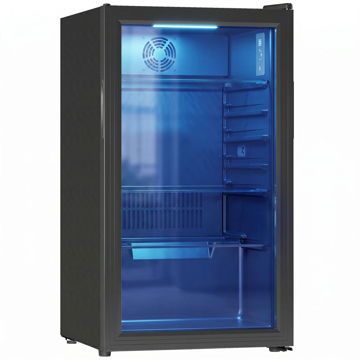 Beverage Refrigerator, 128 Can Mini Fridge with Glass Door for Soda Beer, 3.2 Cu.Ft Freestanding Drink Fridge with Auto-Defrost and LED Light for Home Office Bar, Black