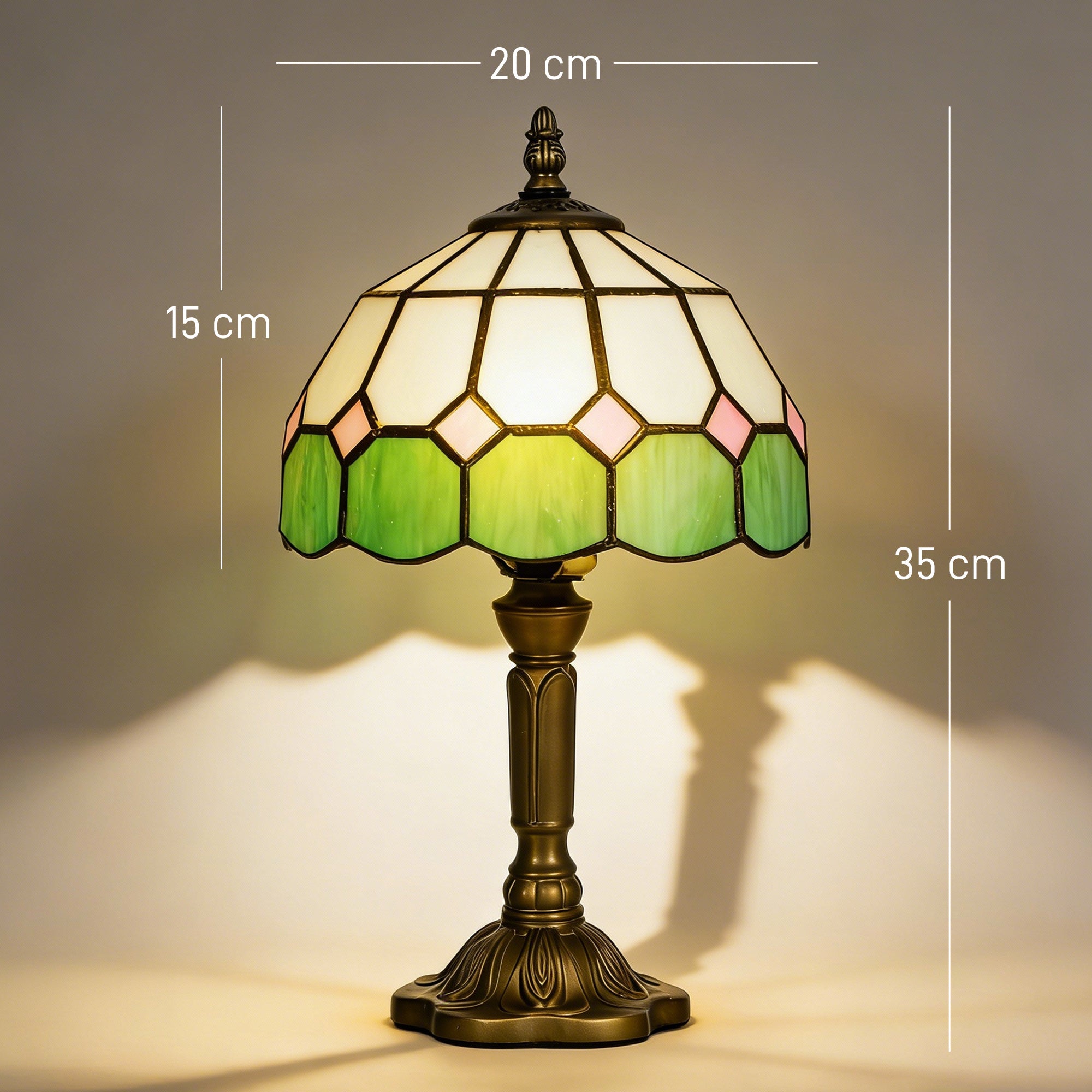 Handmade Stained Glass Table Lamp, Tiffany-Style Bedside Lamp for Bedroom, Living room, Home, Nightstand, Decorative Night Light, Green