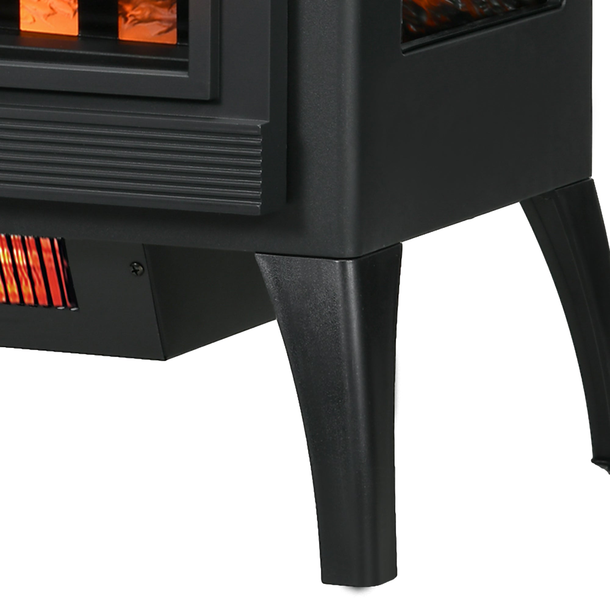 24" Electric Fireplace Heater with Realistic Log Flame & Adjustable Temp, 1500W, Black