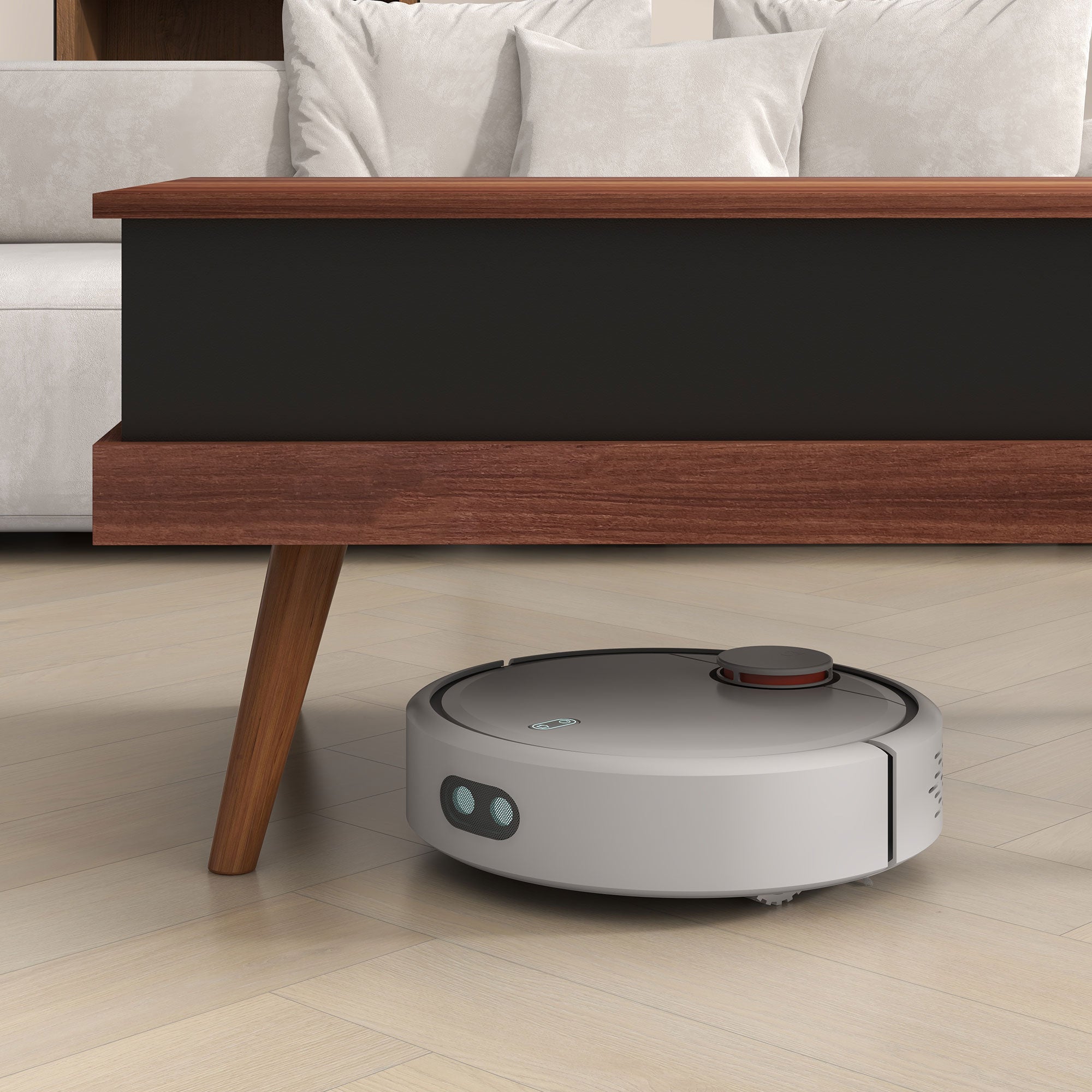 Lift Top Coffee Table with Hidden Compartments and Wood Legs Walnut