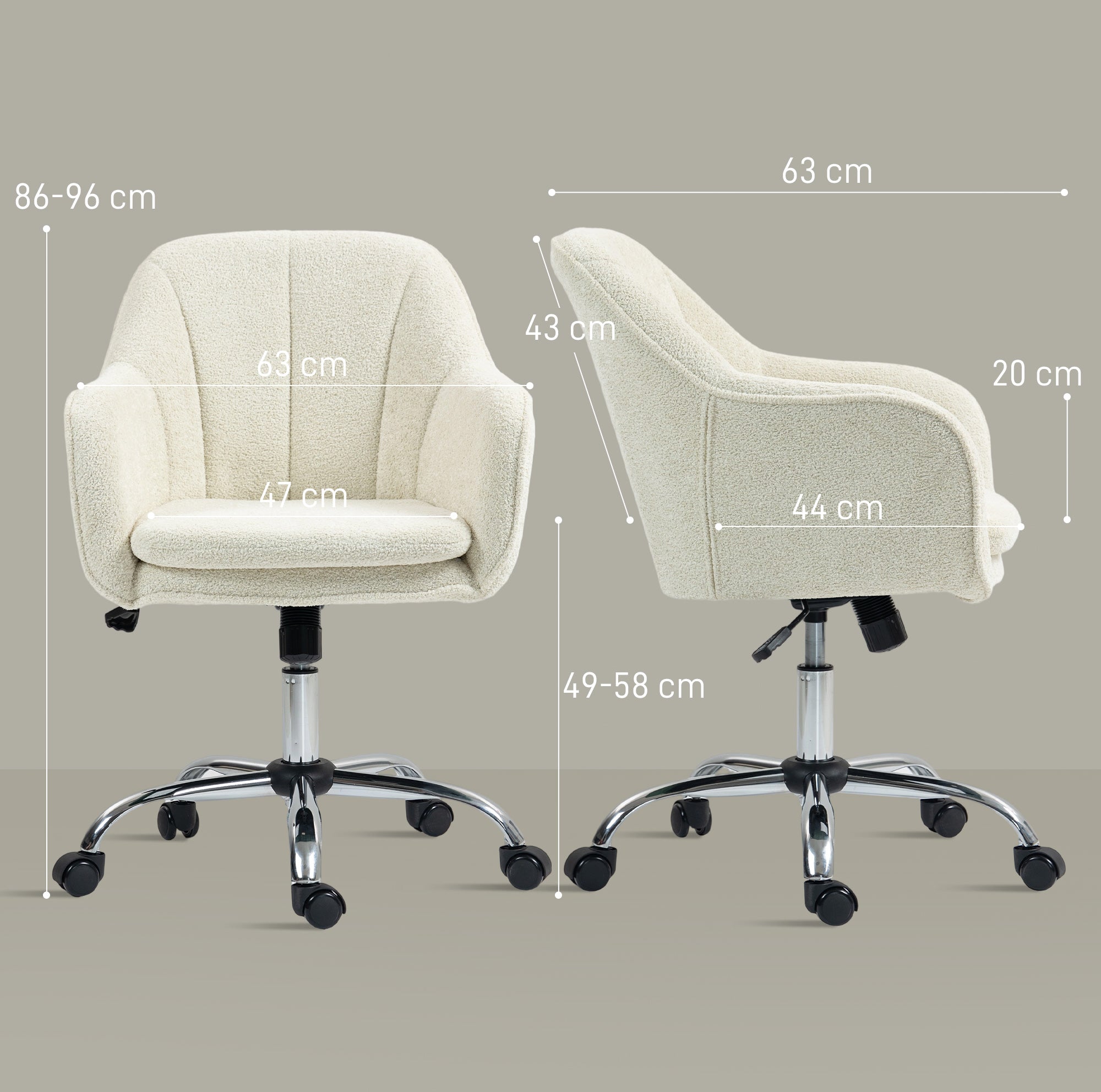 Velvet Office Chair, Modern Makeup Vanity Chair with Tub Back, Swivel Rolling Computer Armchair for Bedroom, Living Room, Beige