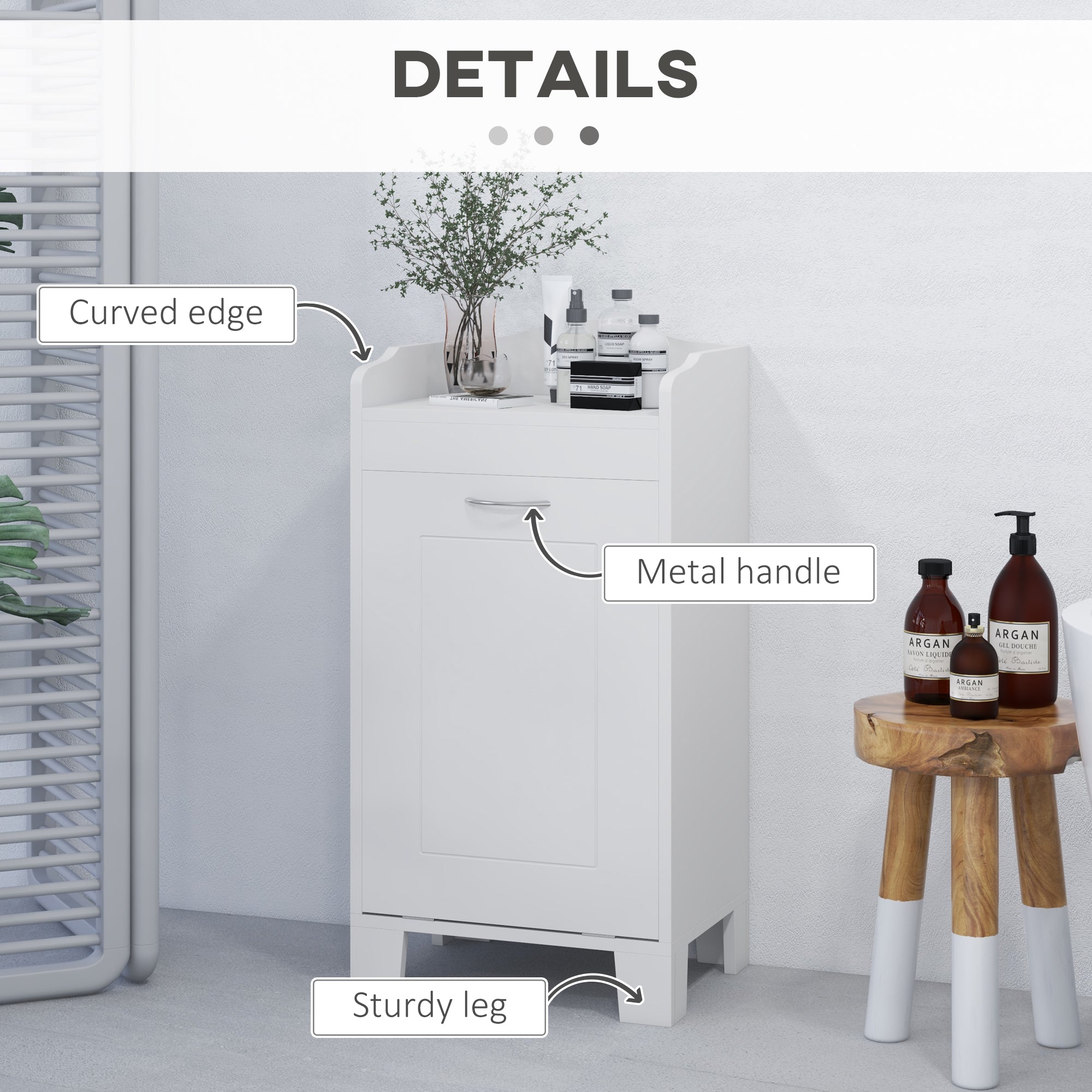 31" Tilt Out Laundry Hamper, Bathroom Storage Cabinet, Home Organizer Hamper, White