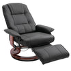 Faux Leather Recliner Chair, Swivel Recliner w/ Footrest, Armrest & Wood Base, Black - HOMCOM
