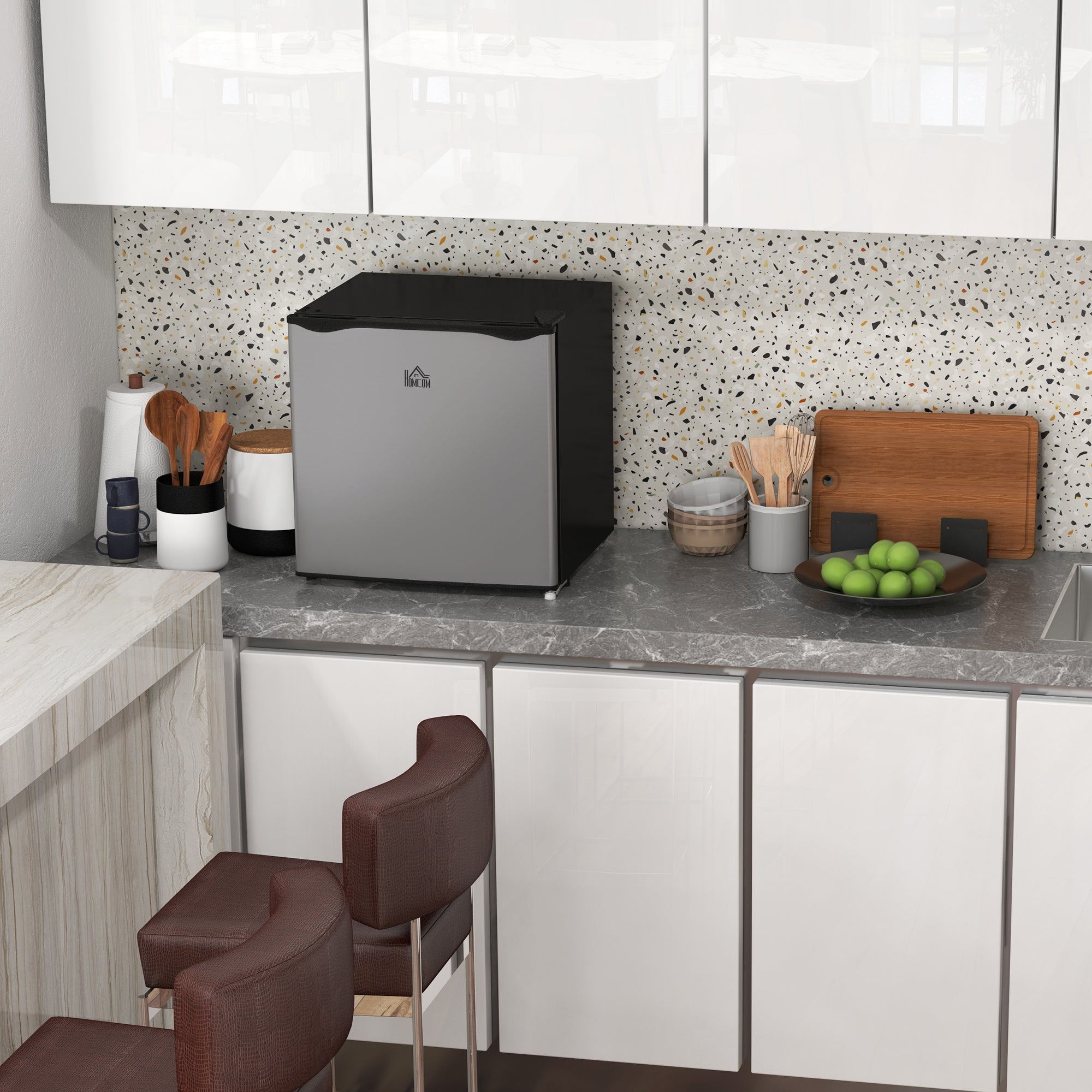 Compact Upright Freezer, 1.1 Cubic Feet Mini Freezer with Reversible Door, Removable Shelf, Adjustable Temperature for Home Office, Apartment, Dormitory, Silver
