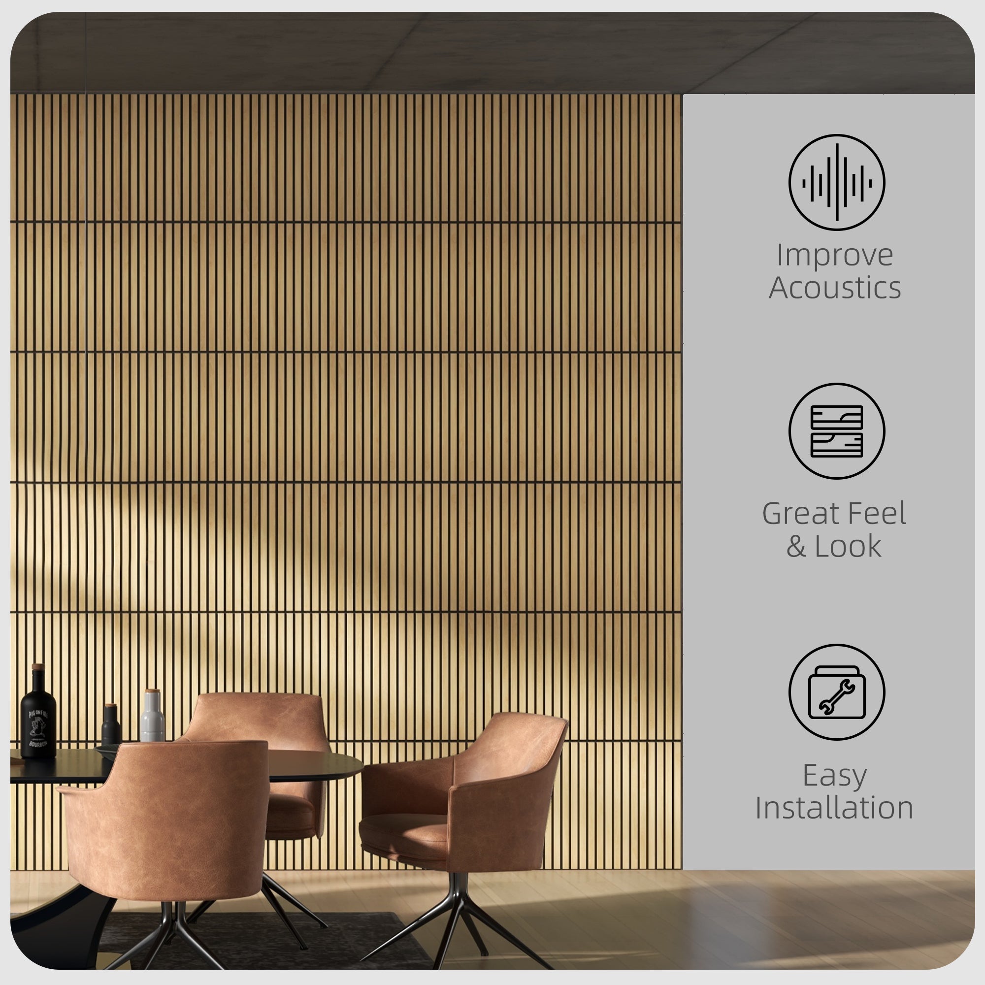 24" x 24" Wood Panels for Wall, 4 Pack Acoustic Panels, Sound Absorbing Slat Wall, Oak - HOMCOM