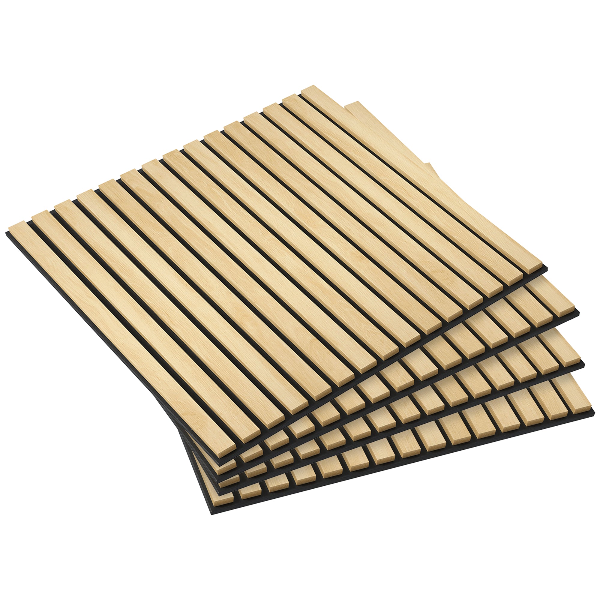 24" x 24" Wood Panels for Wall, 4 Pack Acoustic Panels, Sound Absorbing Slat Wall, Oak - HOMCOM