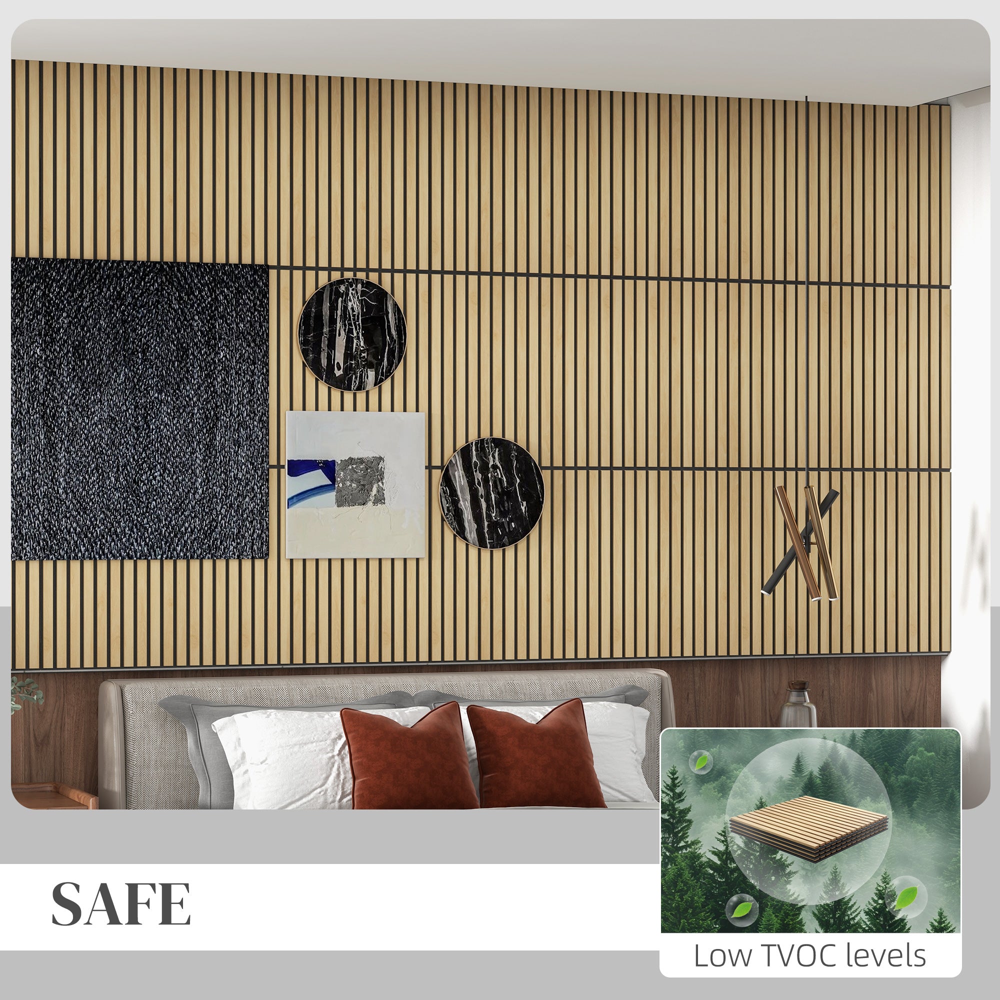 24" x 24" Wood Panels for Wall, 4 Pack Acoustic Panels, Sound Absorbing Slat Wall, Oak - HOMCOM