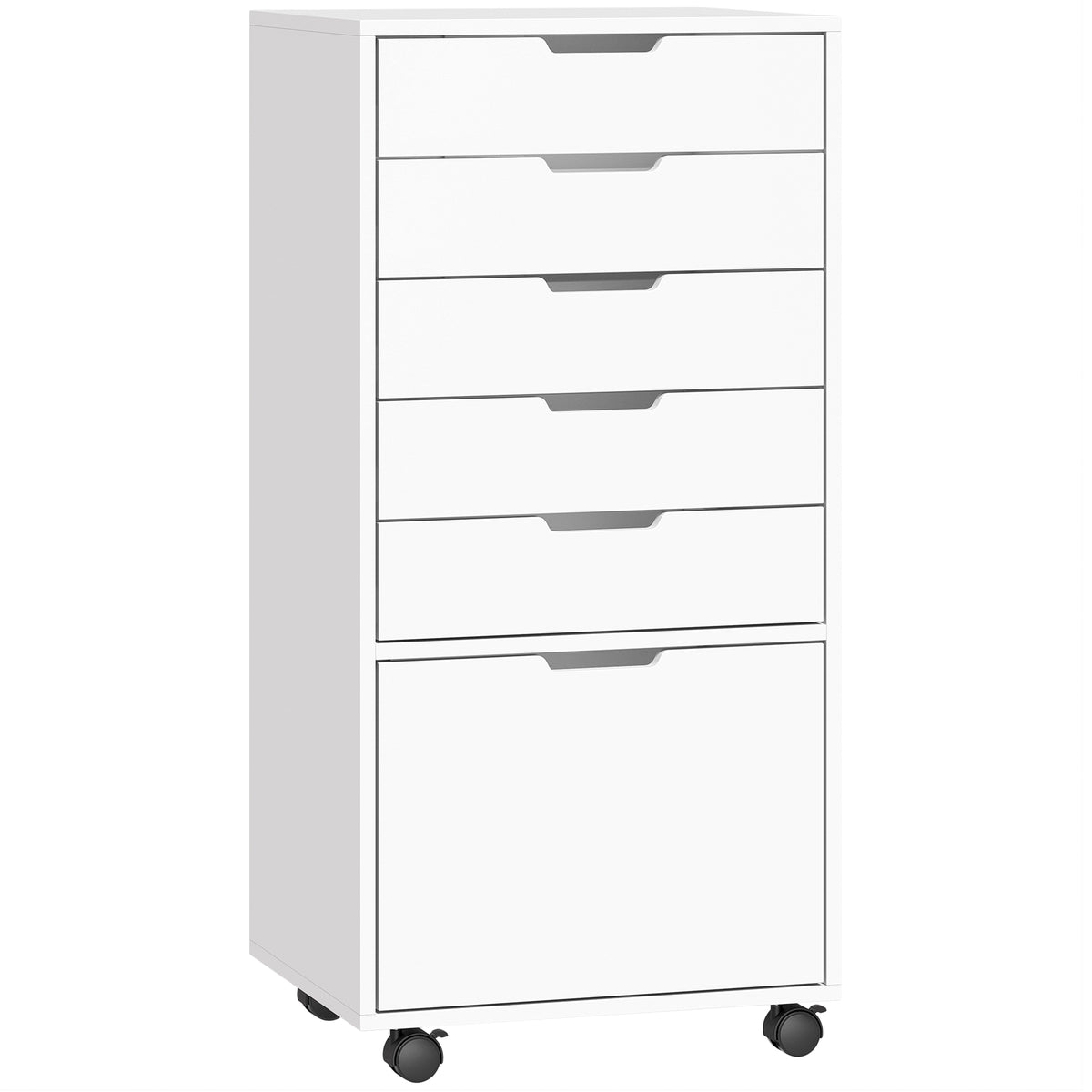 5 Drawer Vertical File Cabinet with Lockable Wheels, Filing Cabinet for Home Office, Printer Stand with Adjustable Hanging Bars For A4, Letter, legal File Folders, White