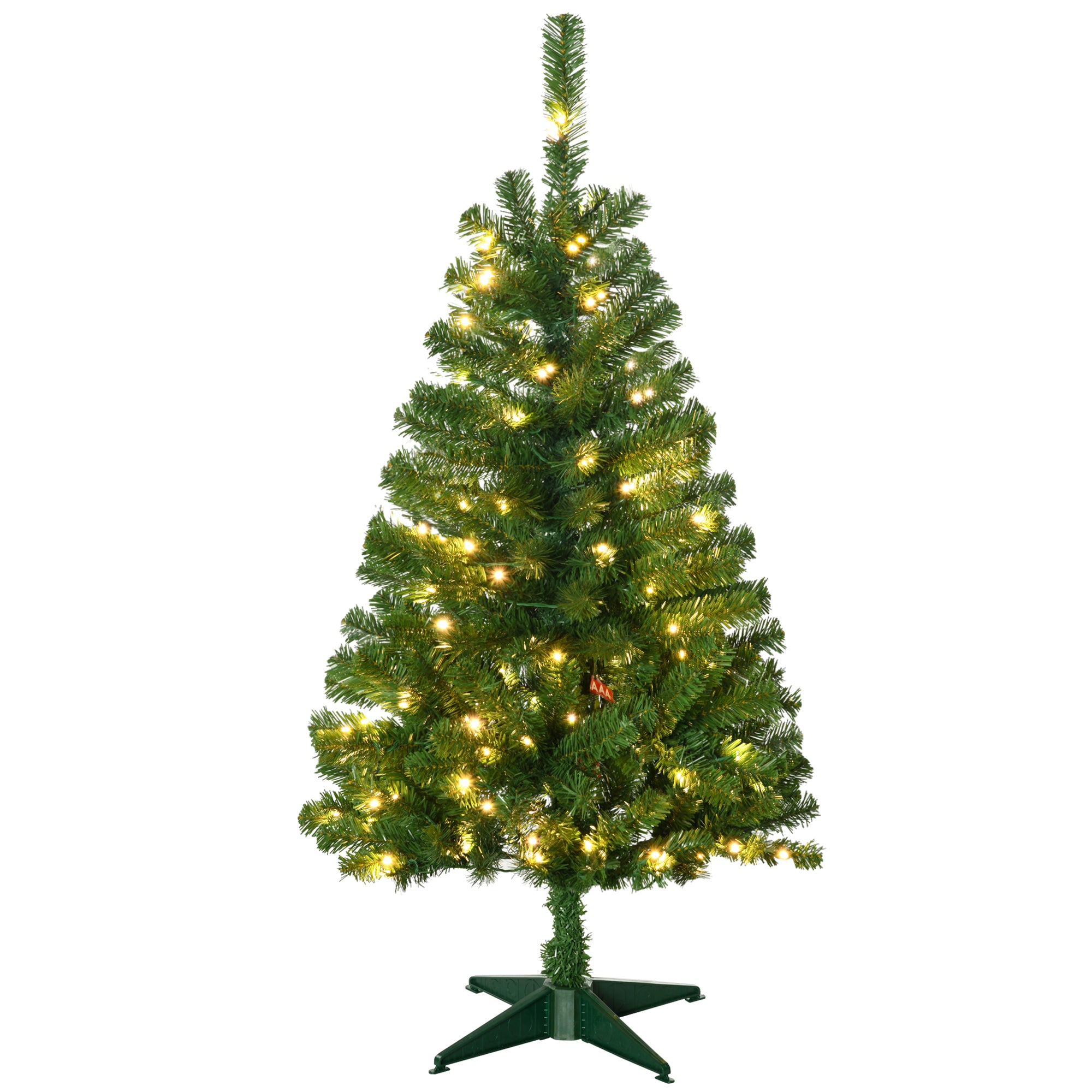 4ft Tall Prelit Artificial Christmas Tree Holiday Décor with 208 Branches, 100 Warm White or Colorful LED Lights, Auto Open