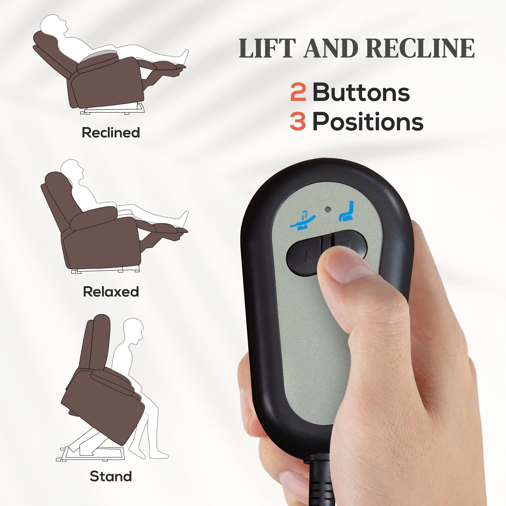 HOMCOM Power Lift Recliner Chair, Electric Lift Chair for Elderly, Overstuffed Faux Leather Riser and Reclining Armchair with Remote Control, Side Pockets, for Living Room, Dark Brown