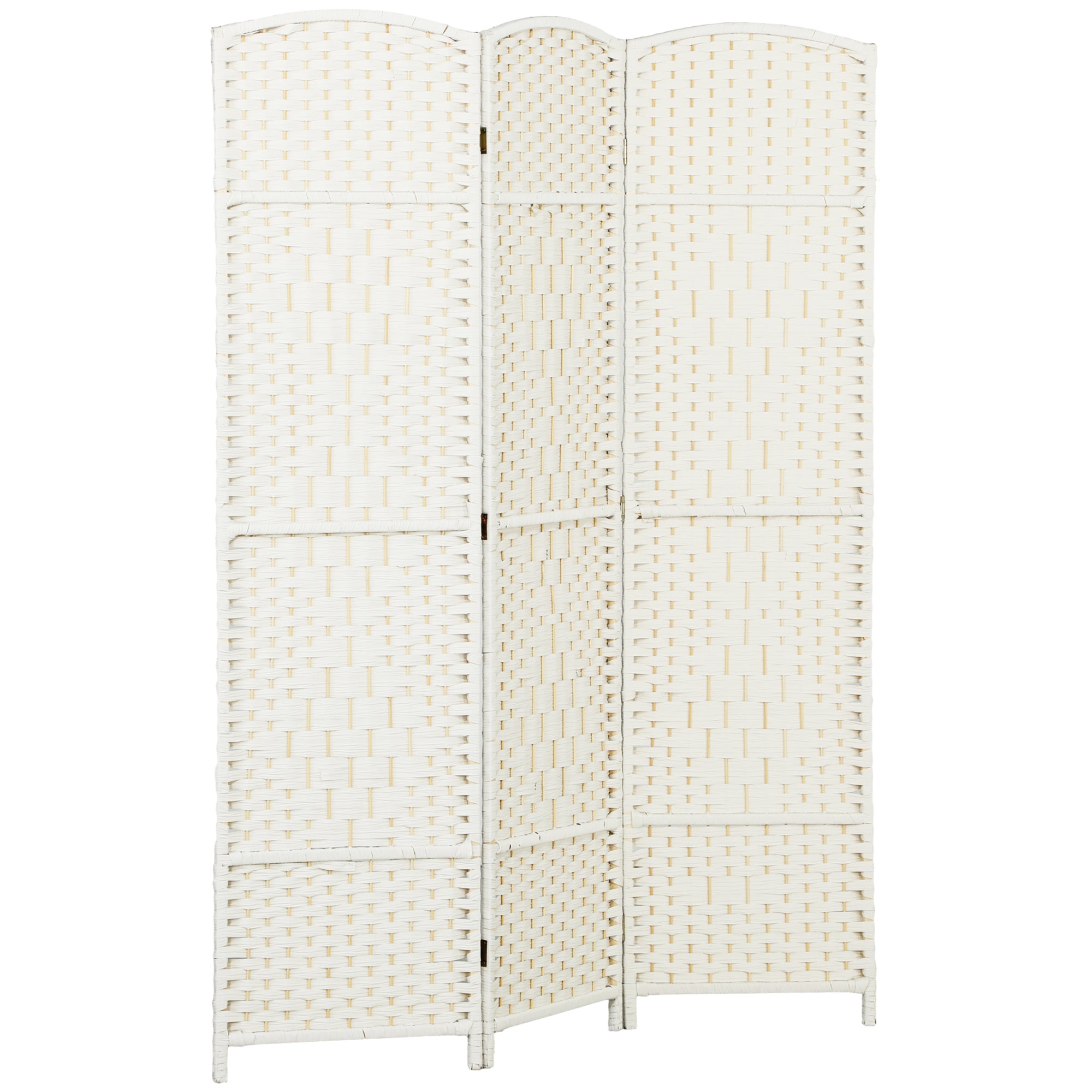 3 Panel 6' Tall Privacy Screen Freestanding Wood Partition, White
