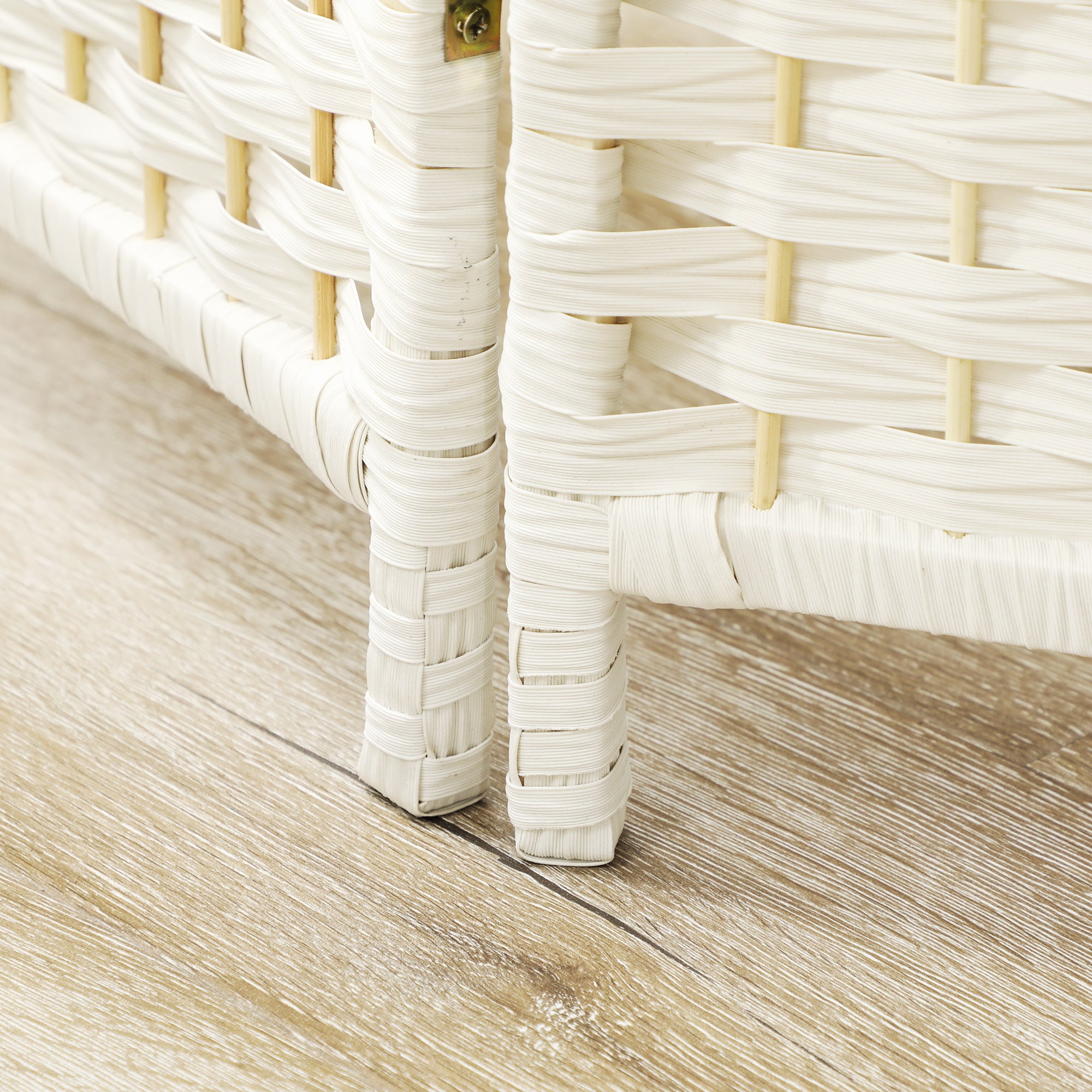 3 Panel 6' Tall Privacy Screen Freestanding Wood Partition, White