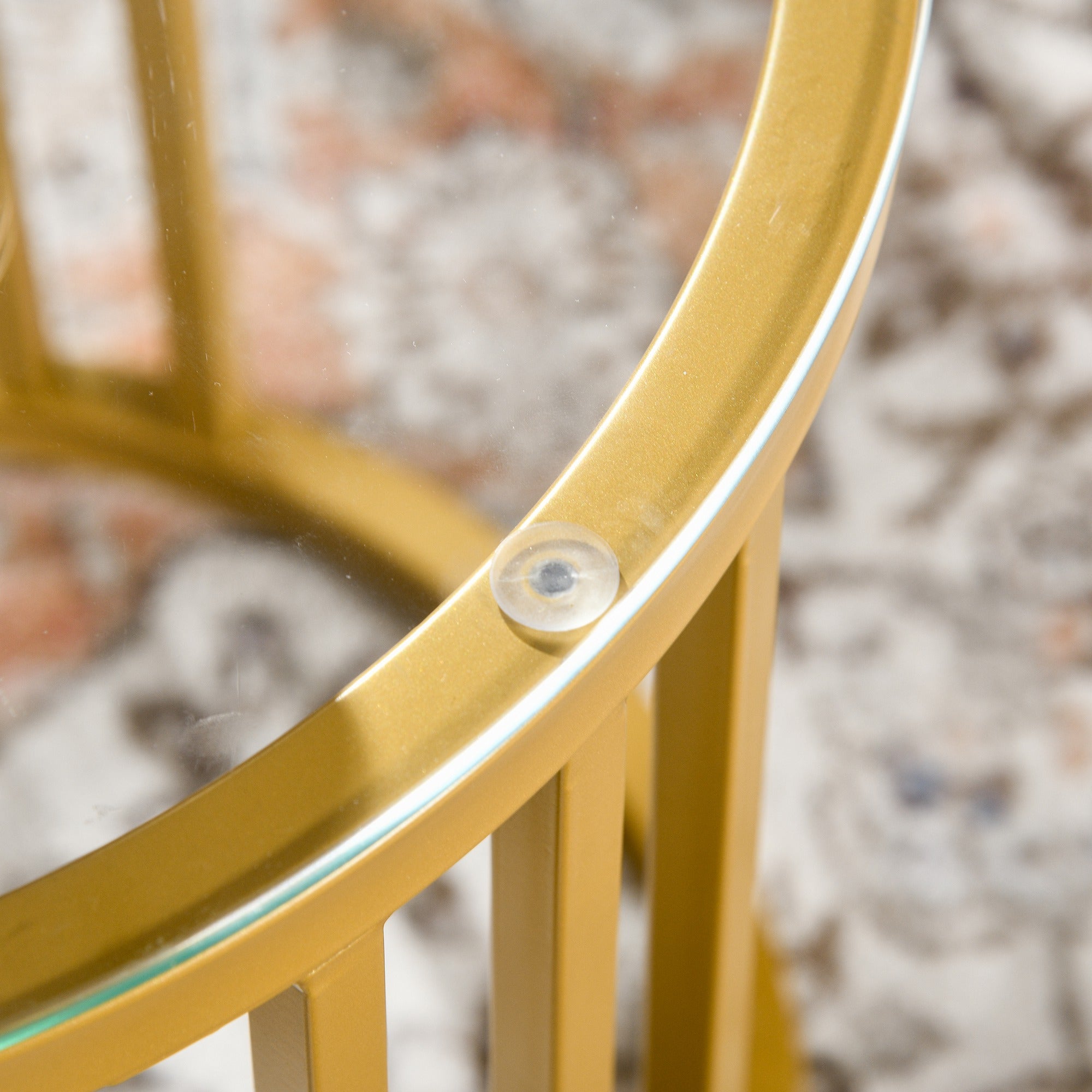 HOMCOM Nest of Tables, Round Coffee Tables Set of 2 with Tempered Glass Top and Steel Frame for Living Room, Gold Tone