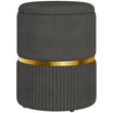 HOMCOM Round Pouffe, Velvet-feel Fabric Upholstered Storage Foot Stool with Removable Top, Padded Seat and Hidden Space for Living Room, Grey