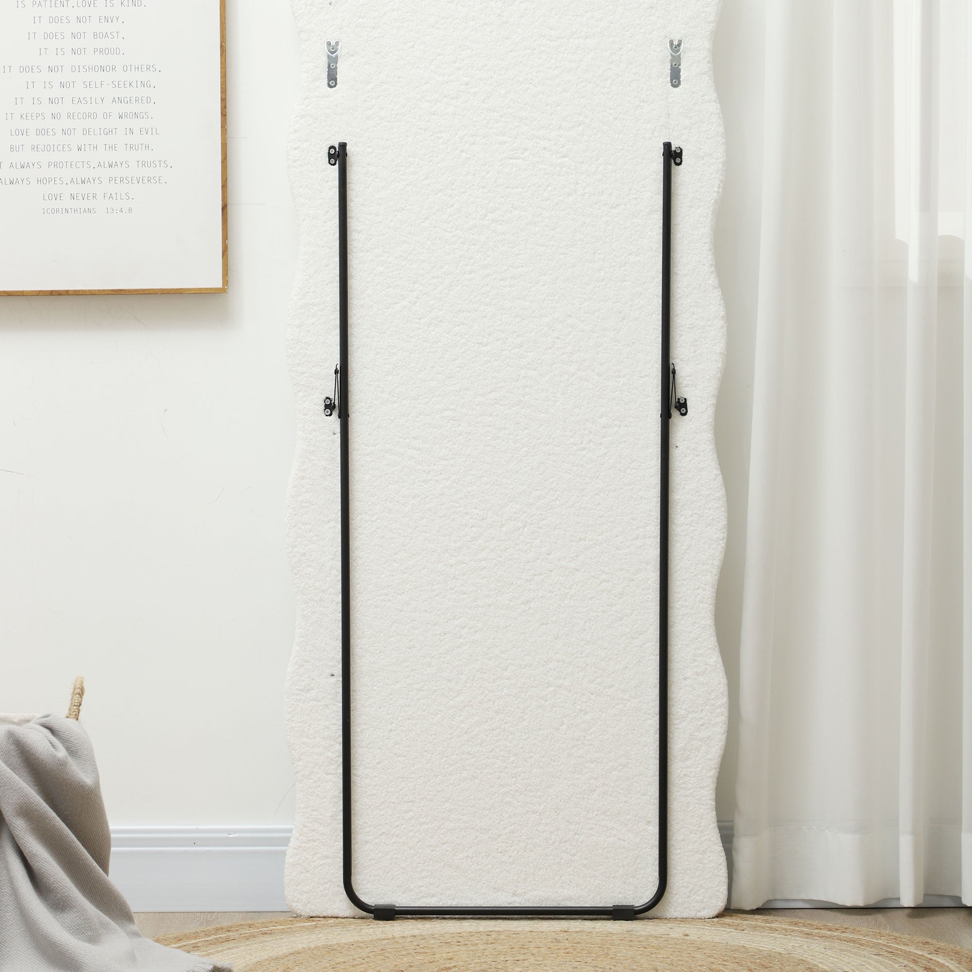 HOMCOM Full Length Mirror, 63" x 24" Irregular Wavy Mirror, Free Standing, Leaning or Wall Mirror Full Length with Frame and Arched Top for Living Room, Bedroom, White