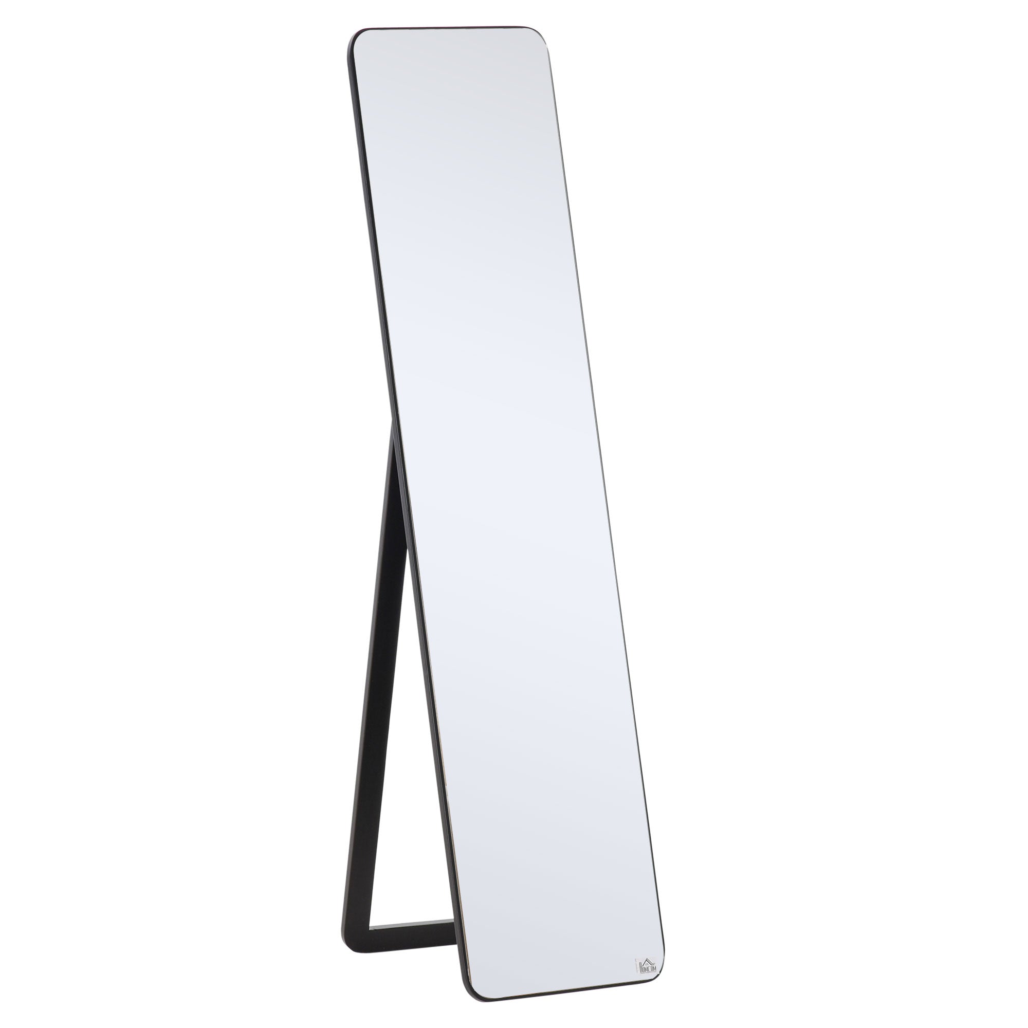 HOMCOM 62"x15" Full Length Mirror, Floor Standing, Wall-Mounted or Leaning Against Wall Tall Mirror with Support Frame, Rectangular Full Body Mirror for Bedroom, Living Room, Black