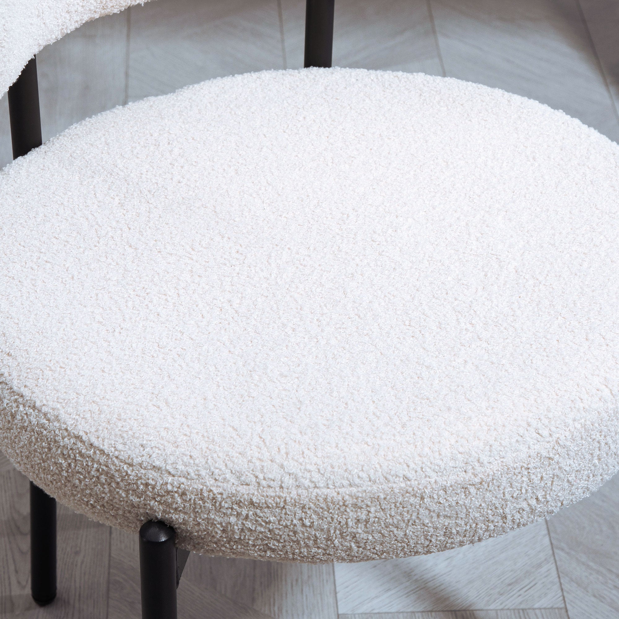 HOMCOM Dining Chairs Set of 2, Modern Kitchen Chairs with Berber Fleece Upholstery and Steel Legs for Living Room, Bedroom, Cream White