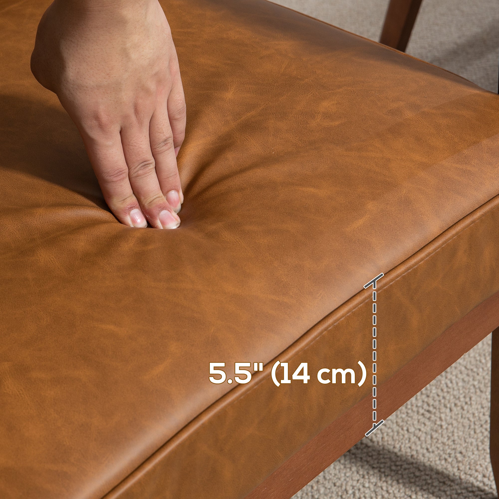 HOMCOM Armchair, PU Leather Accent Chair, Occasional Chair with Rubberwood Frame for Living Room, Reception, Bedroom, Balcony, Brown