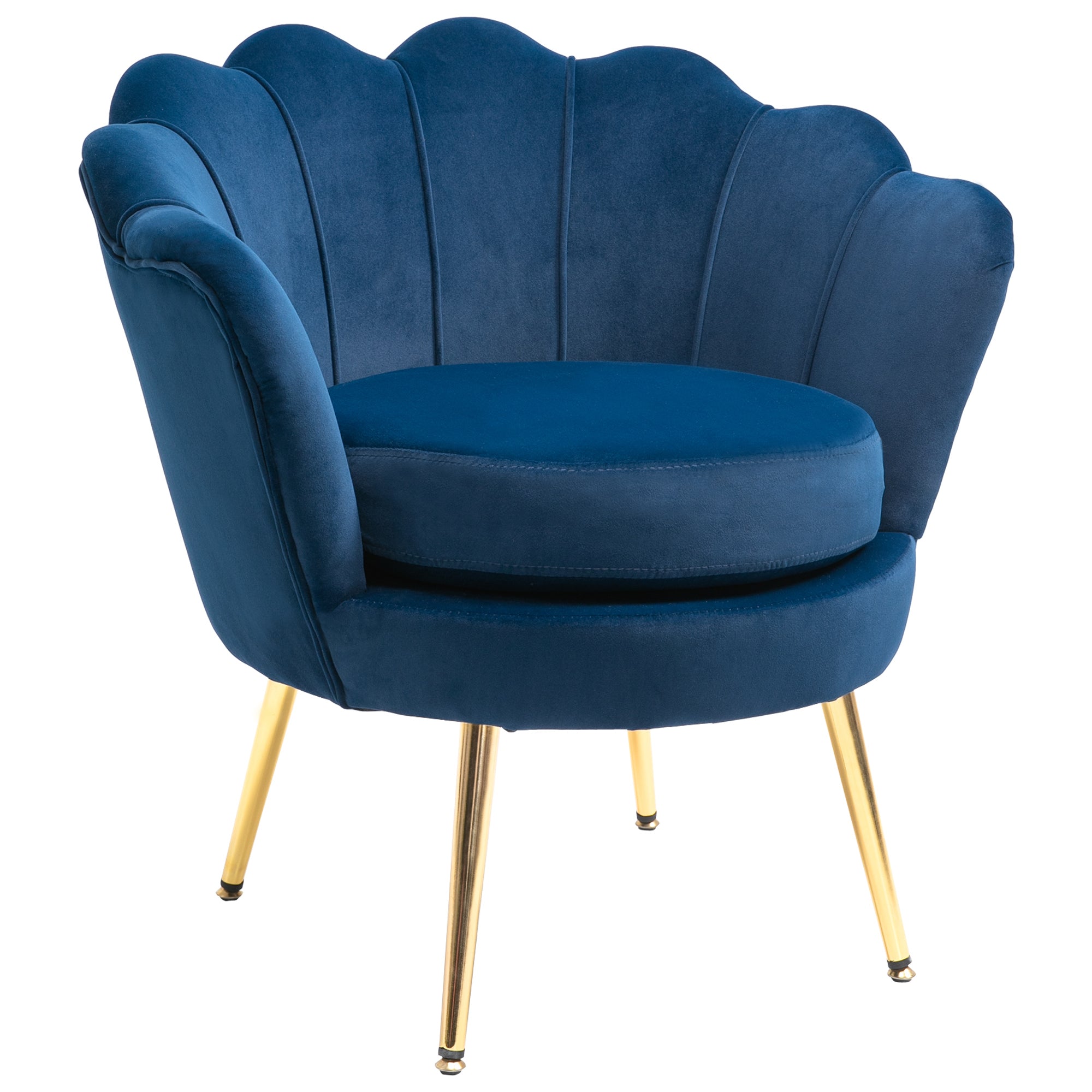 HOMCOM Modern Accent Chair, Velvet-Touch Fabric Leisure Club Chair with Gold Metal Legs for Bedroom, Blue