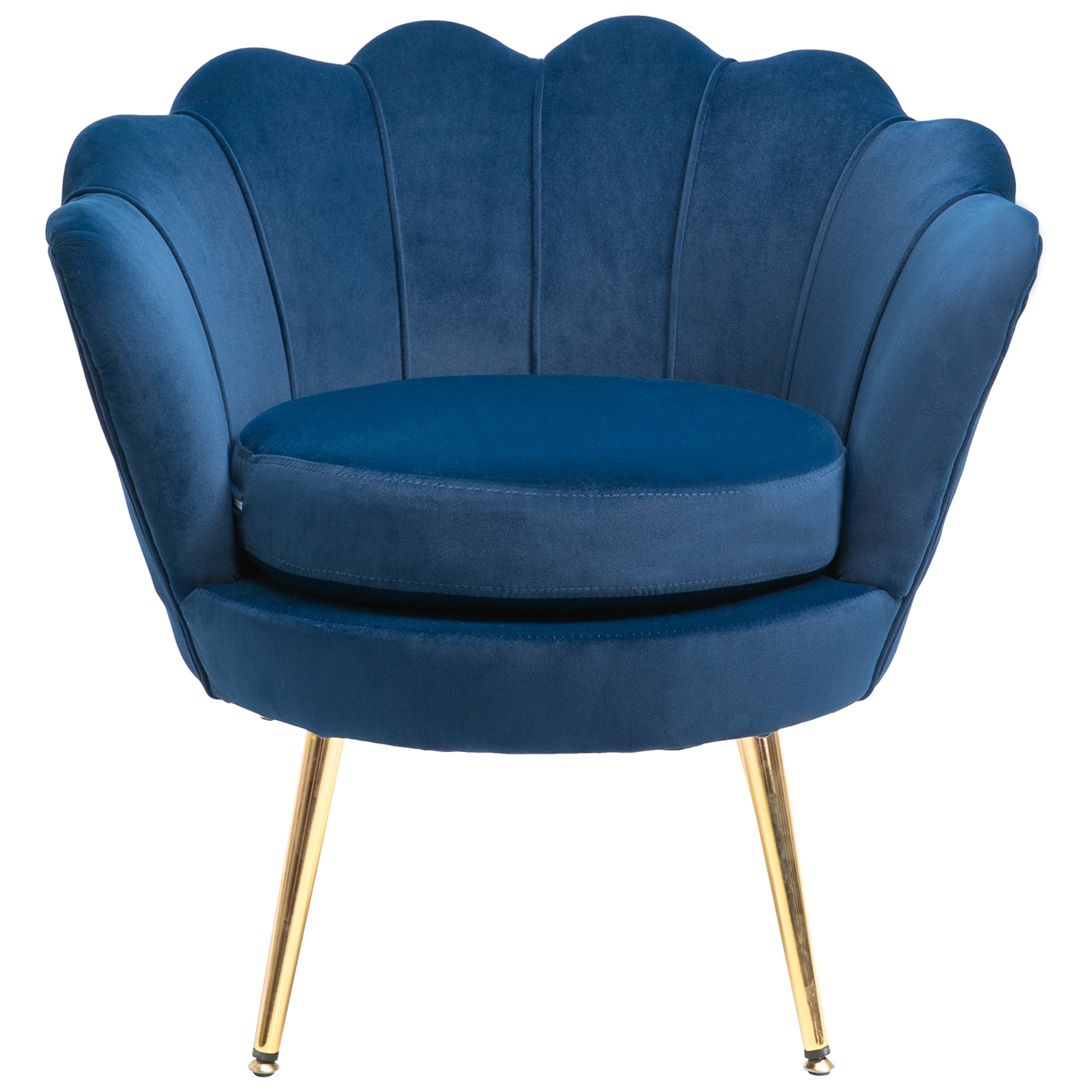 HOMCOM Modern Accent Chair, Velvet-Touch Fabric Leisure Club Chair with Gold Metal Legs for Bedroom, Blue