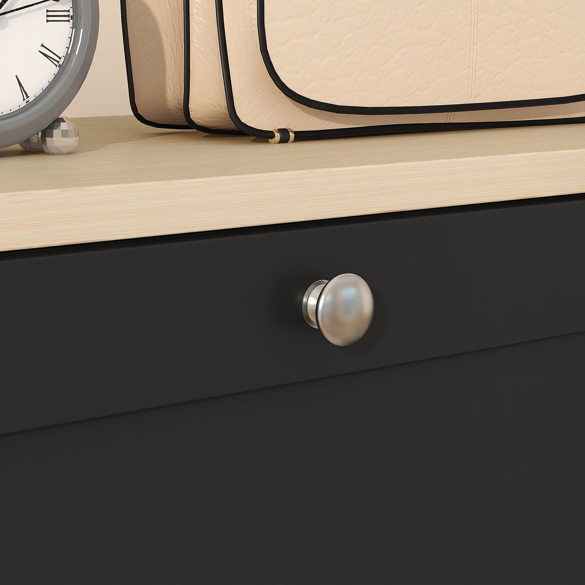 Modern Shoe Storage Cabinet with 3 Flip Drawers for 18 Pairs Black