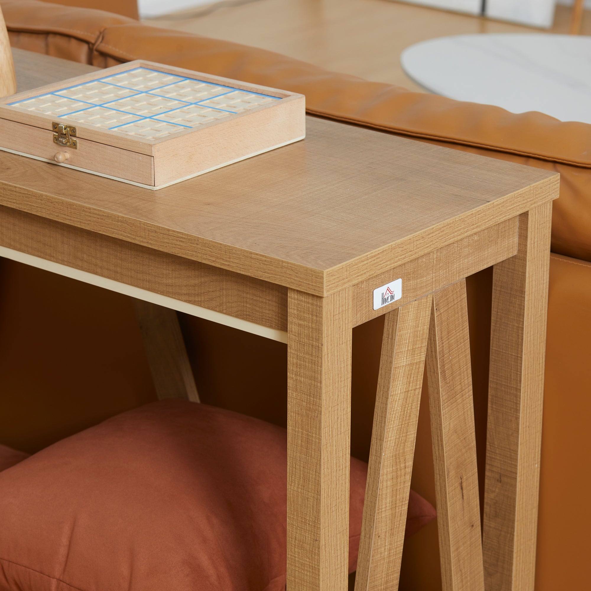 Farmhouse Console Table with Storage Shelf, Entryway Table for Living Room, Brown